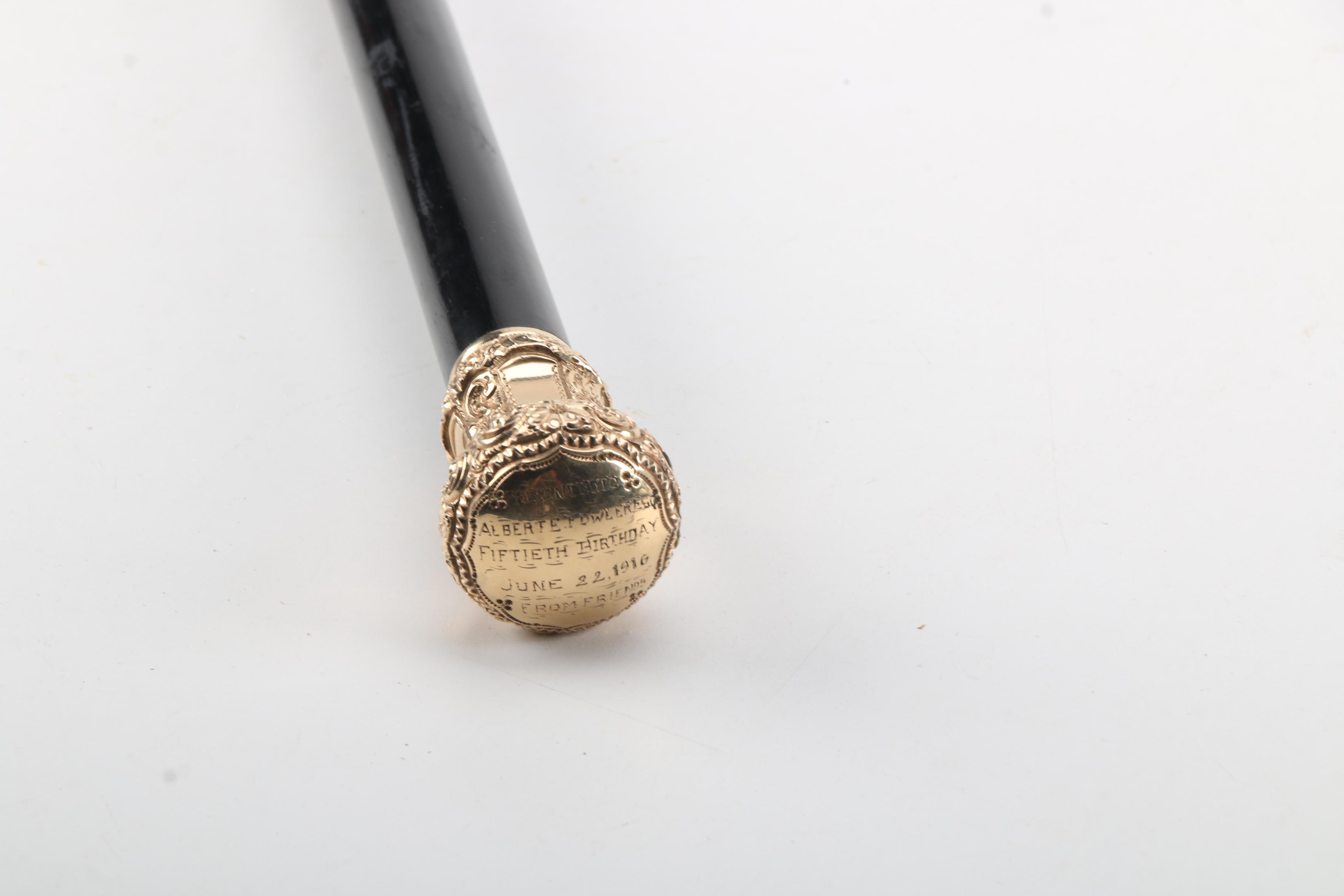 Antique Black Cane With Ornate 14K Gold Handle