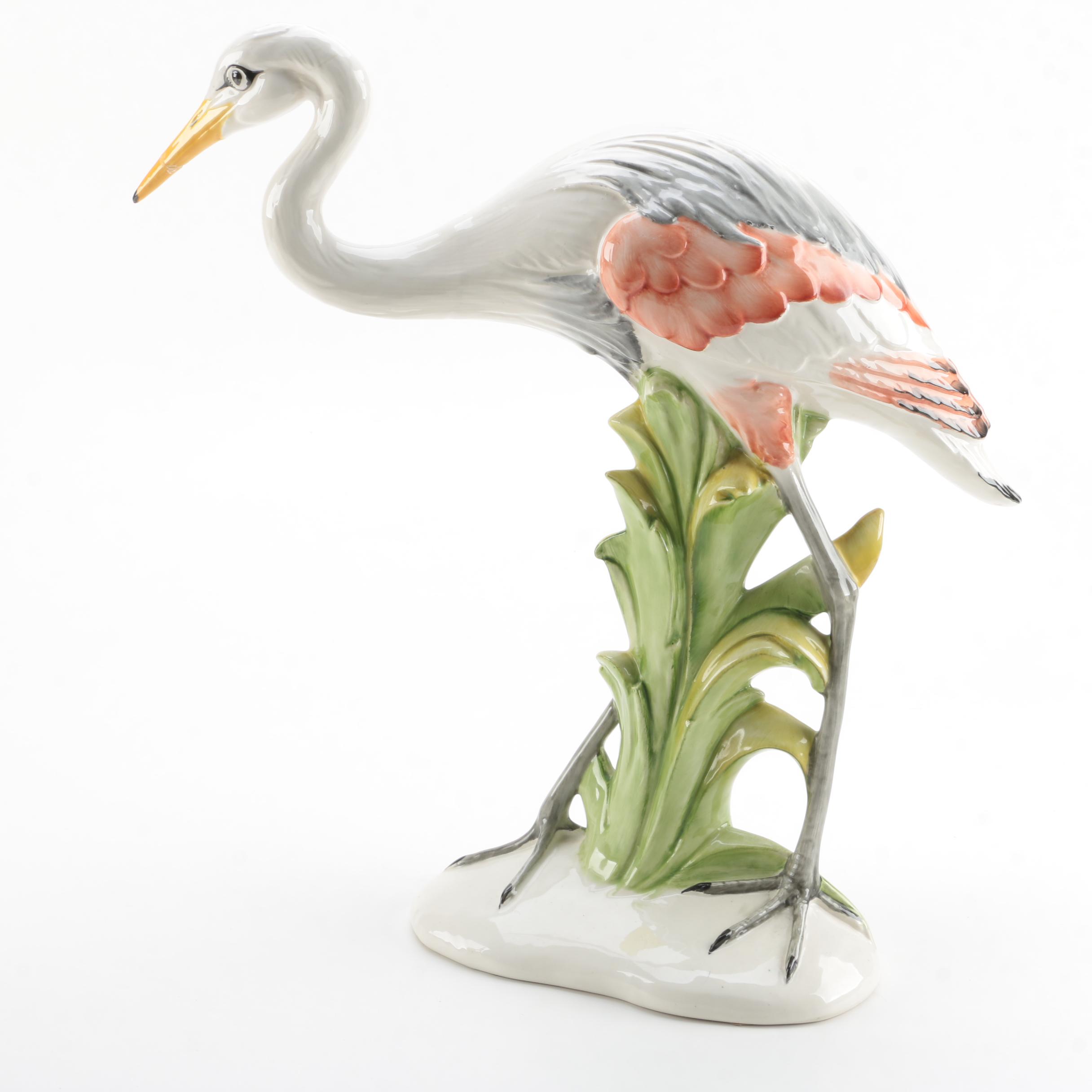 Pair of Ceramic Crane Figurines