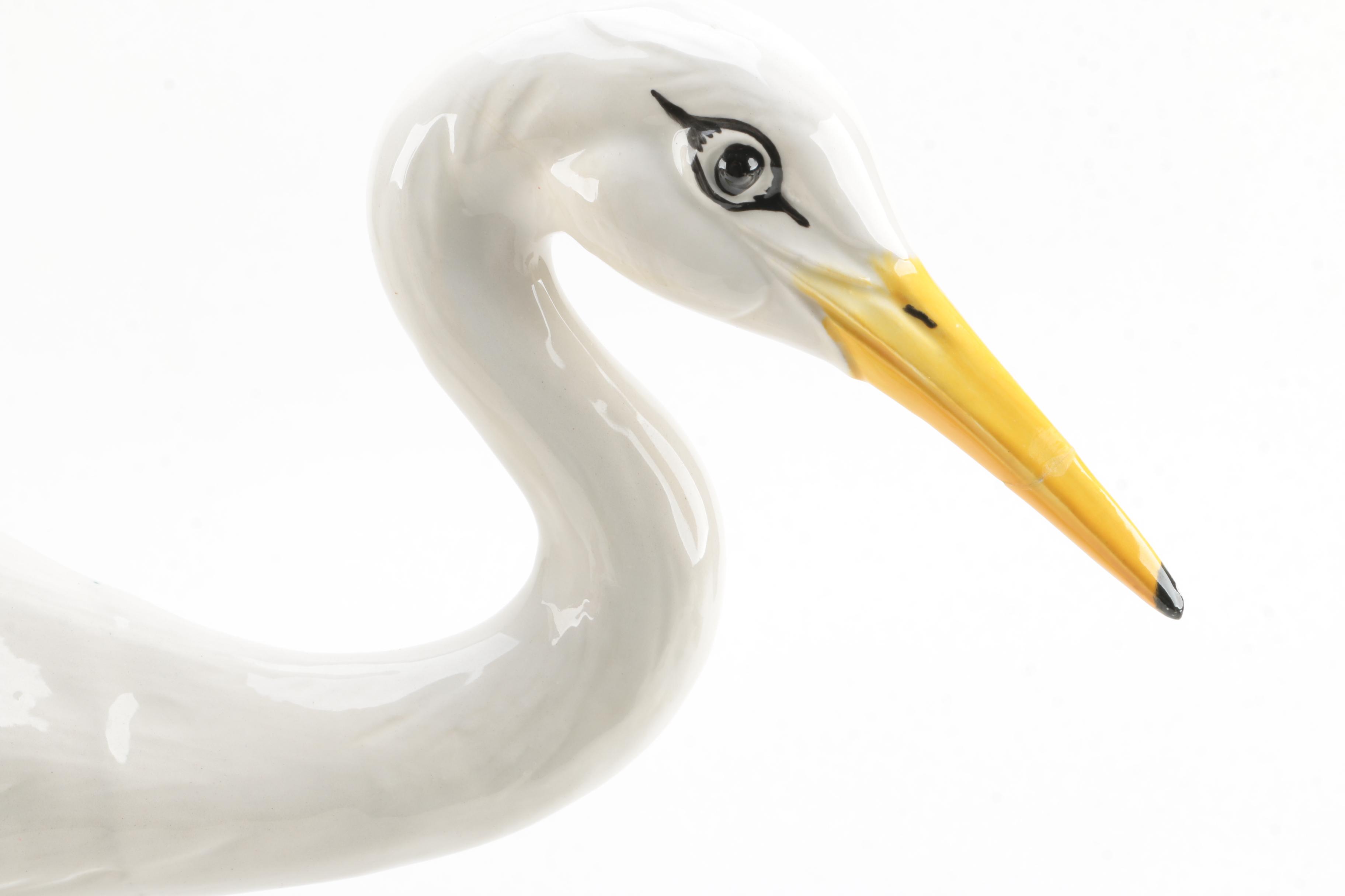 Pair of Ceramic Crane Figurines