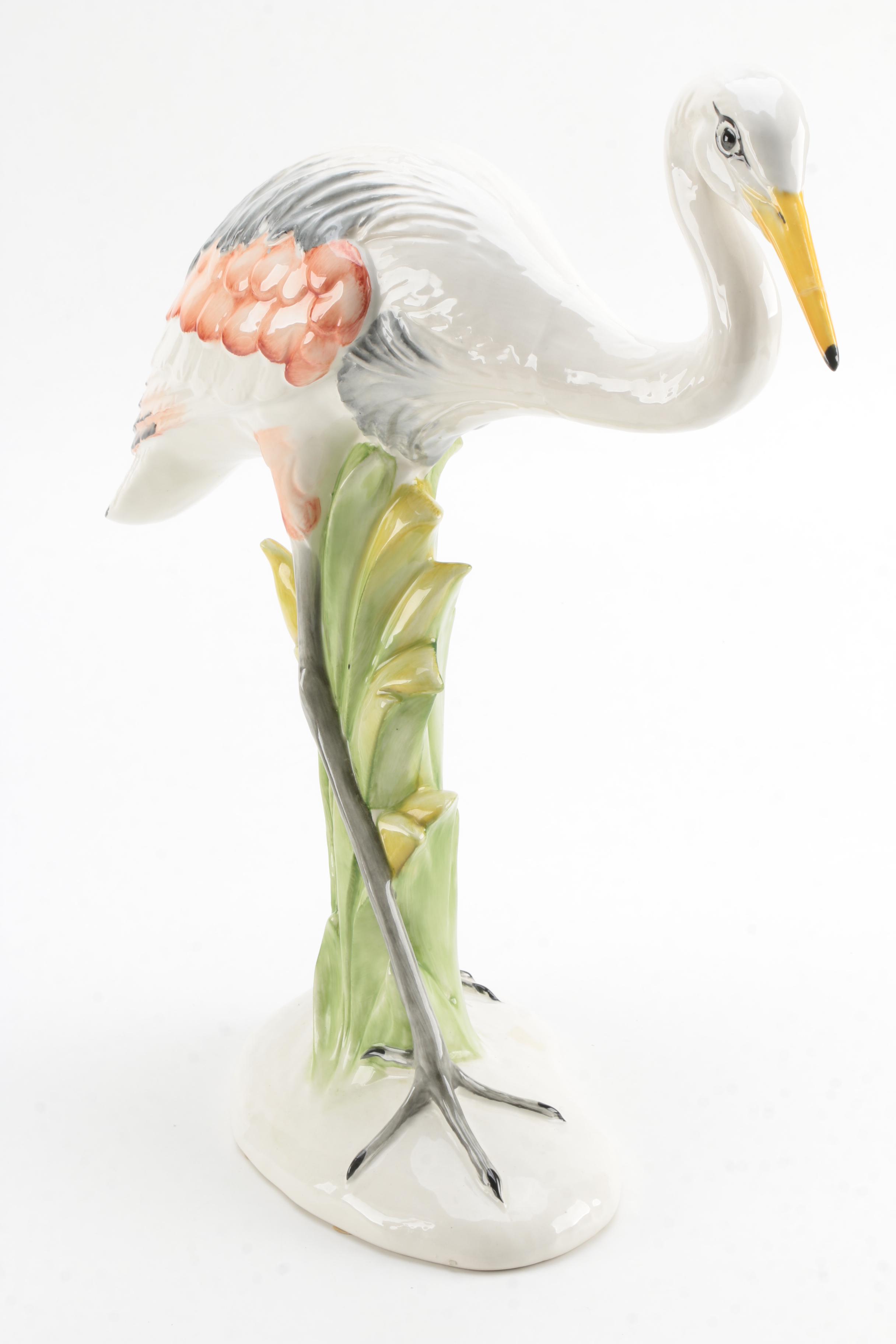 Pair of Ceramic Crane Figurines
