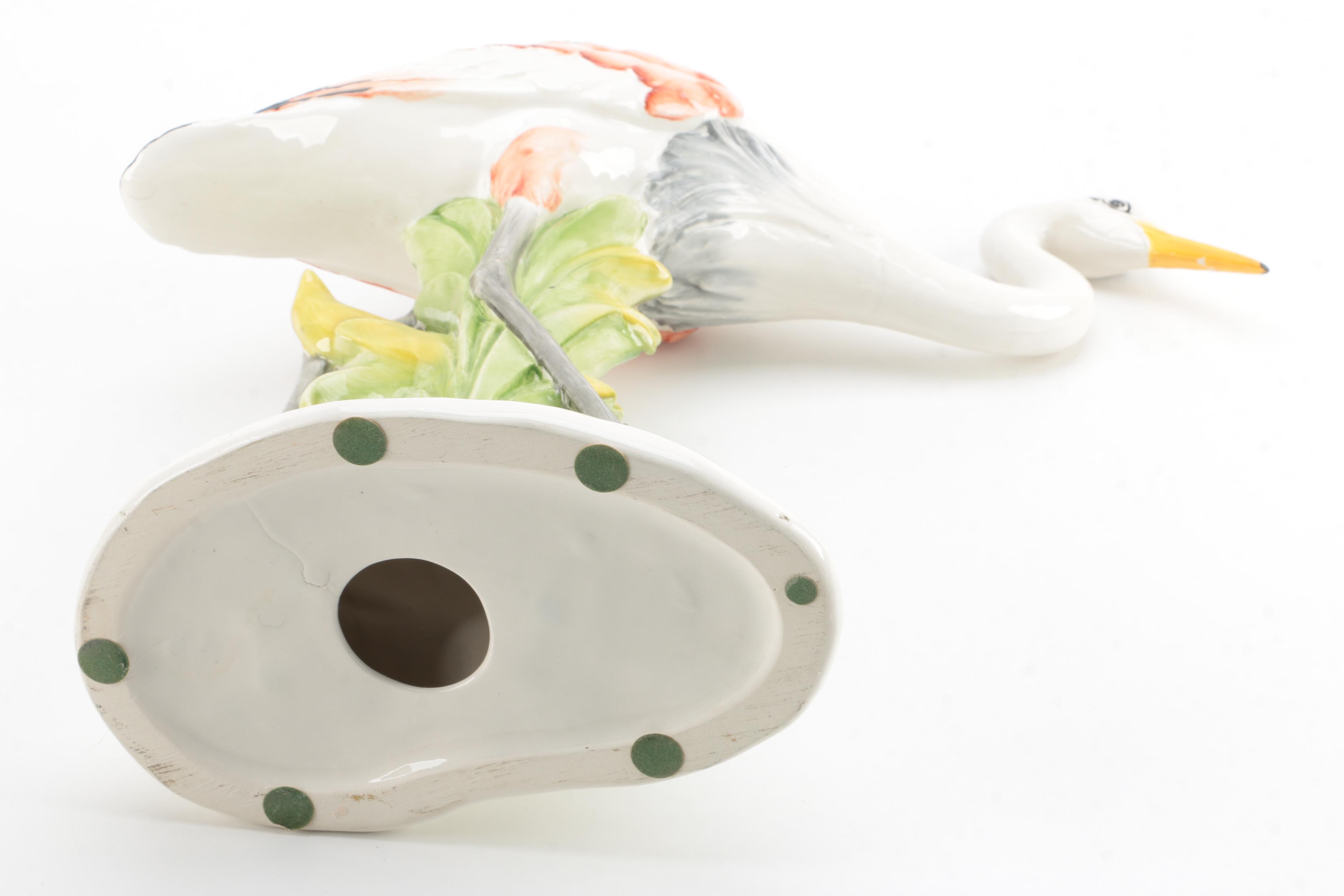 Pair of Ceramic Crane Figurines