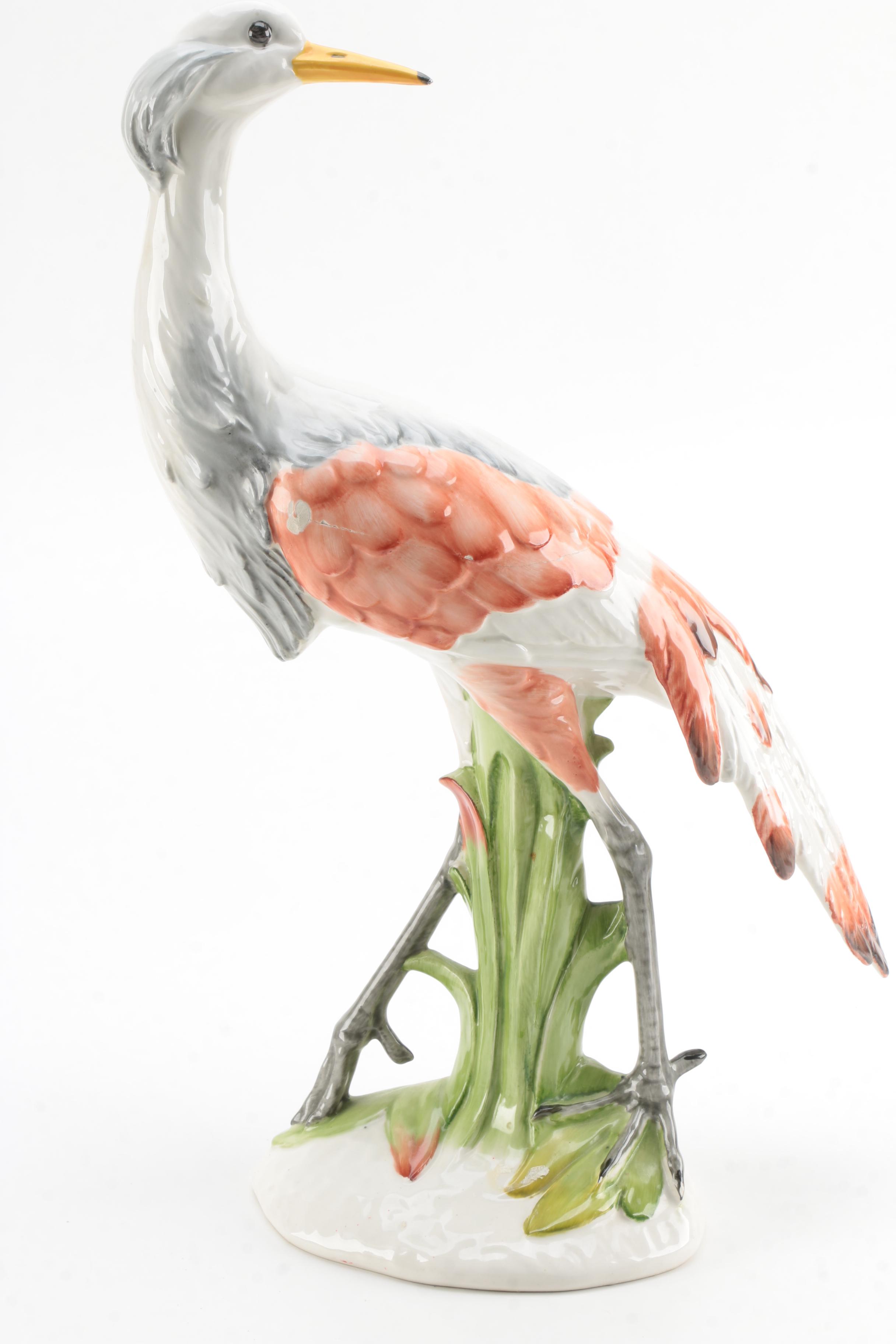 Pair of Ceramic Crane Figurines