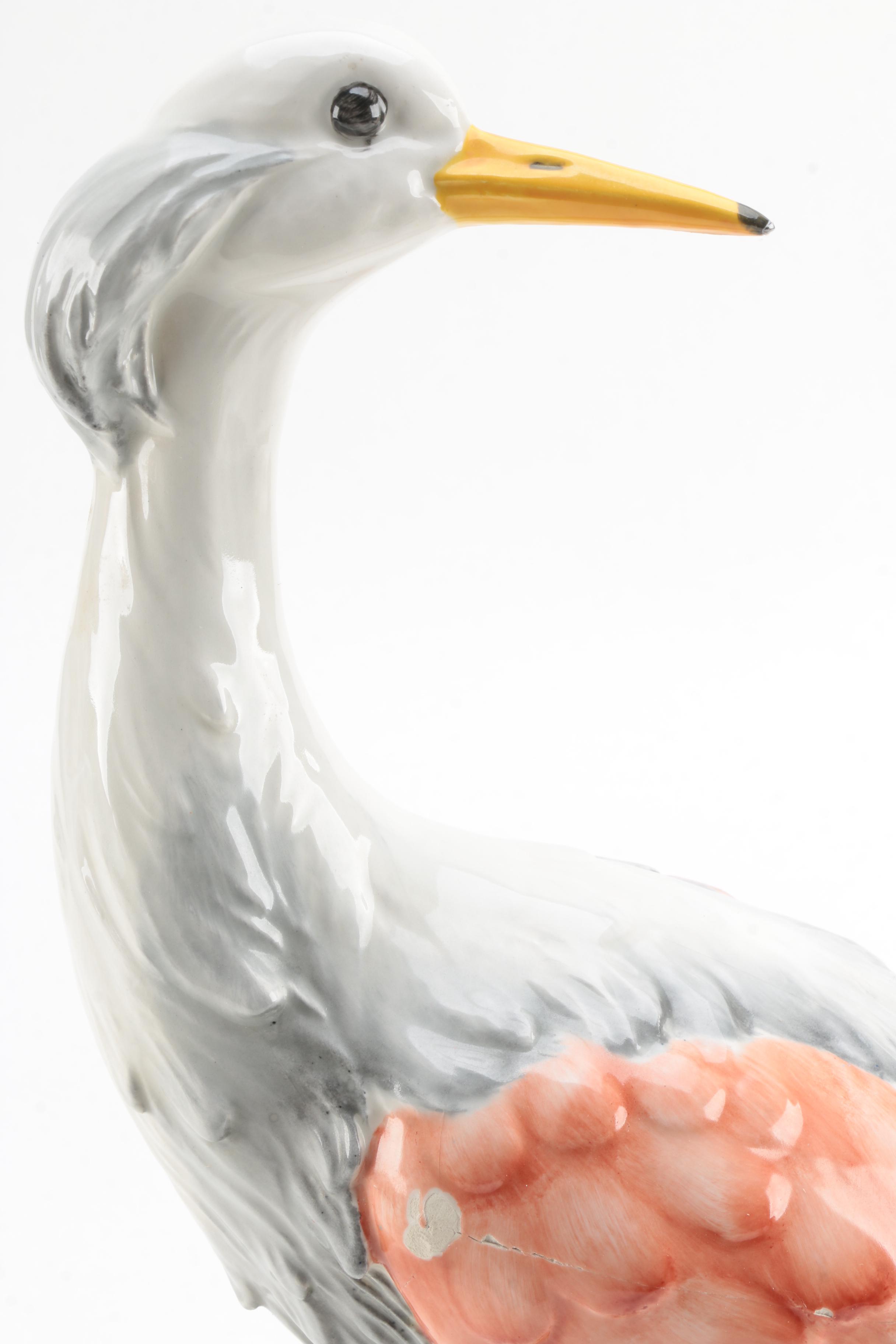 Pair of Ceramic Crane Figurines