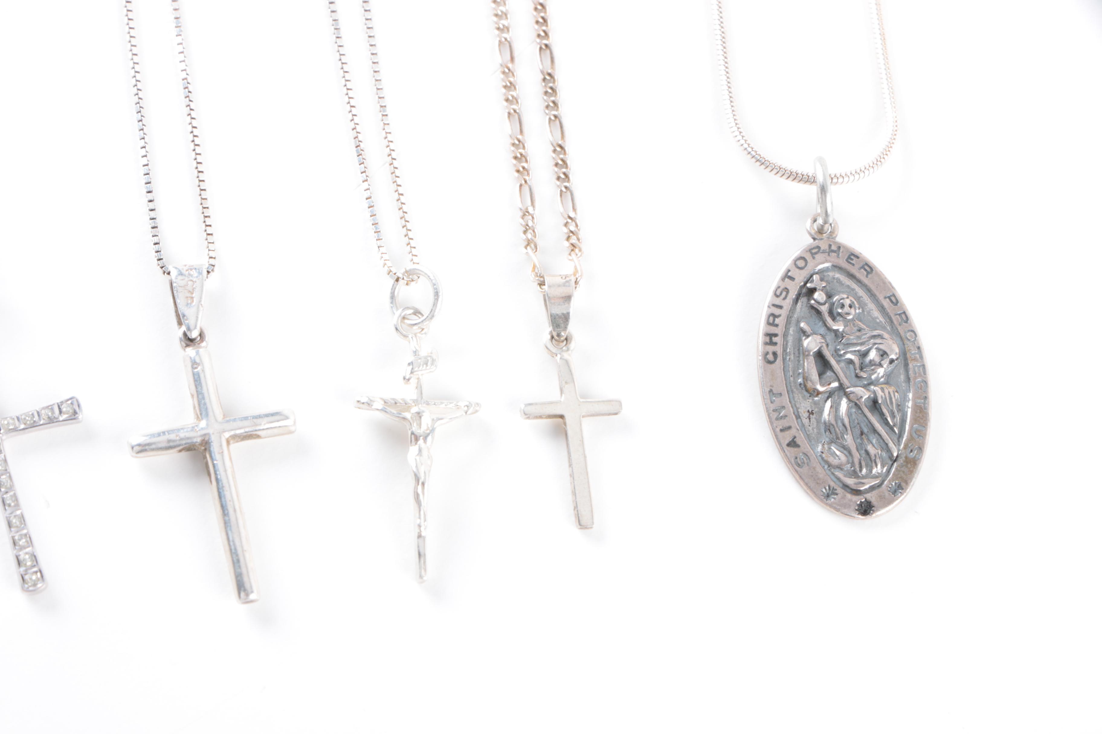 Sterling Silver Religious Necklaces, Earrings and Pendants
