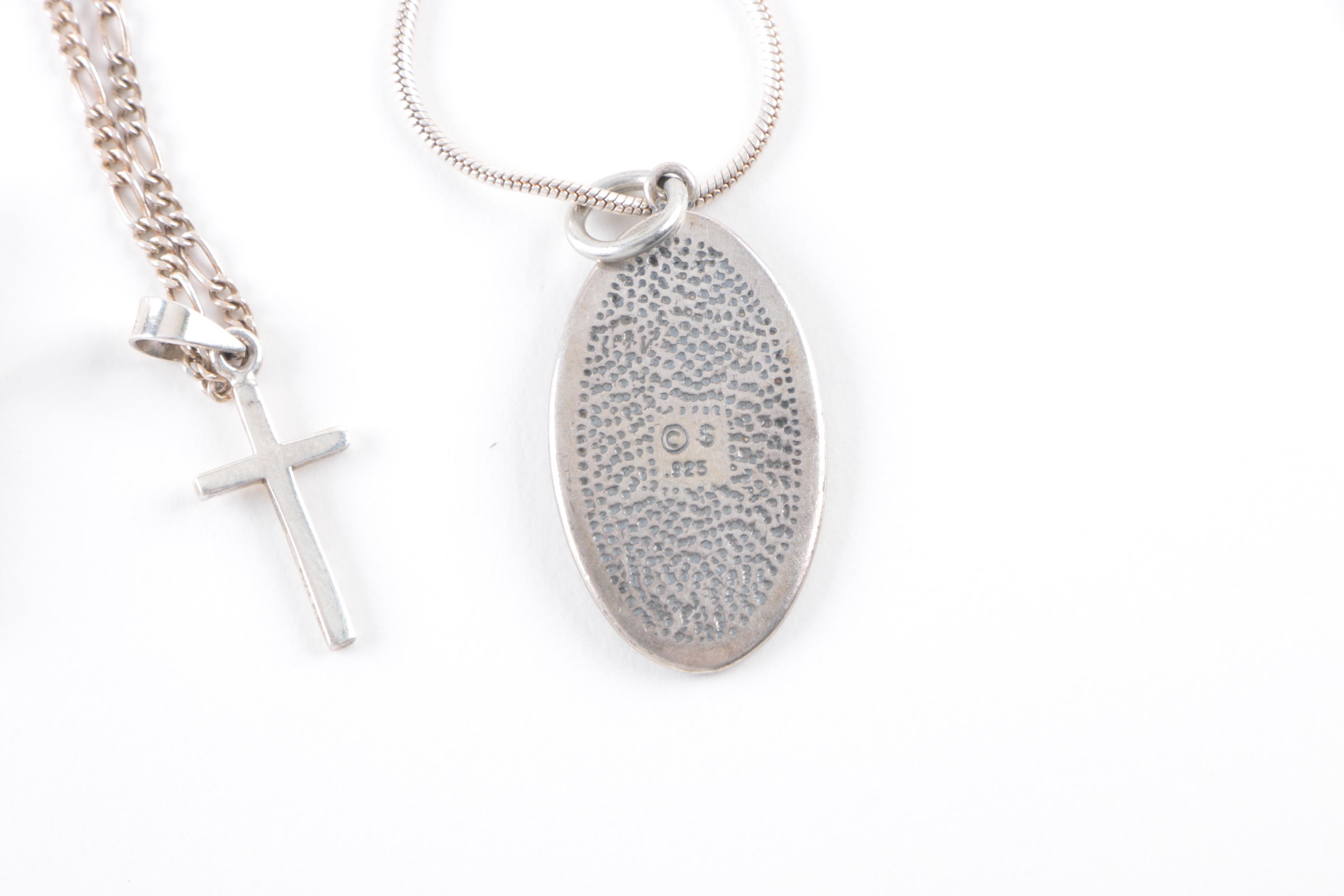 Sterling Silver Religious Necklaces, Earrings and Pendants