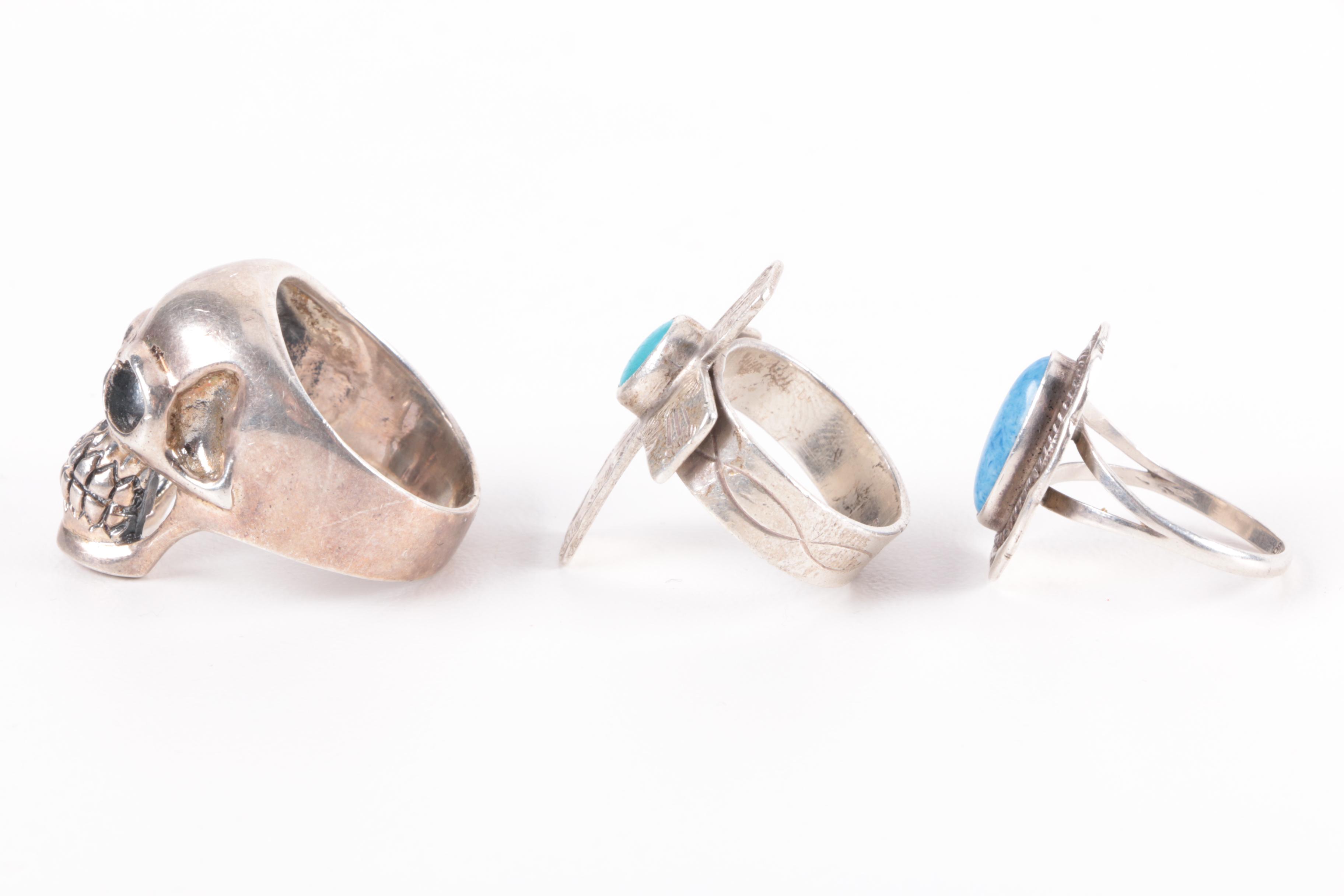 Sterling Silver Jewelry Including Navajo Diné Silversmiths E. Piaso and Tahe