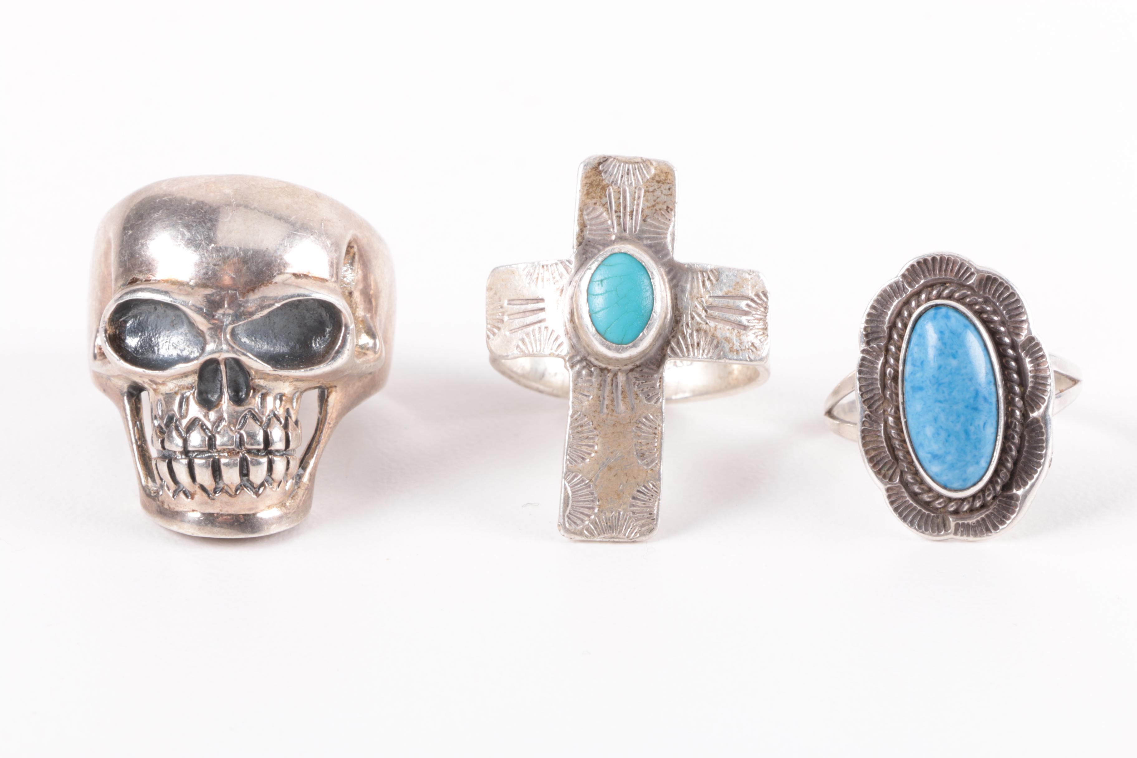 Sterling Silver Jewelry Including Navajo Diné Silversmiths E. Piaso and Tahe