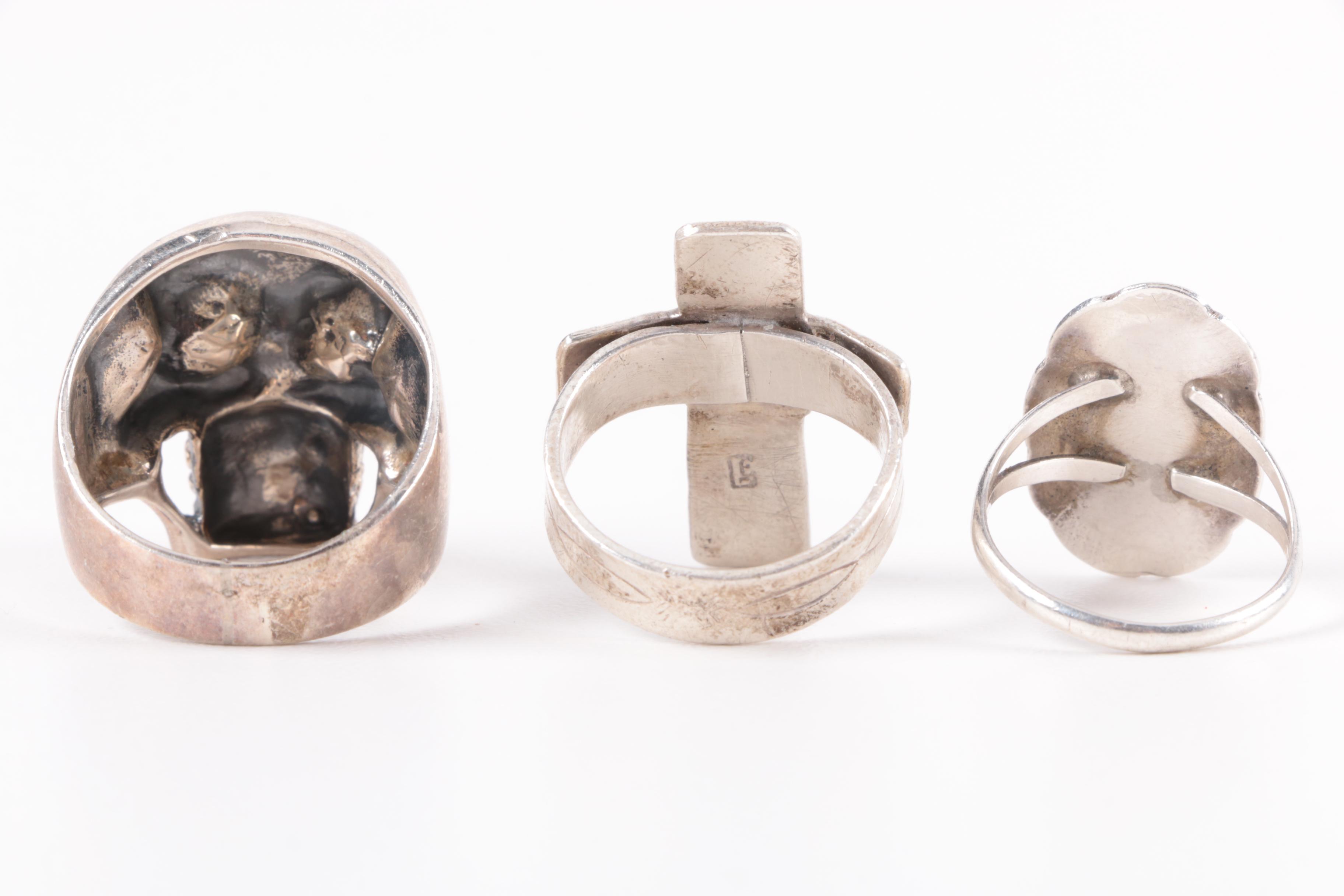 Sterling Silver Jewelry Including Navajo Diné Silversmiths E. Piaso and Tahe