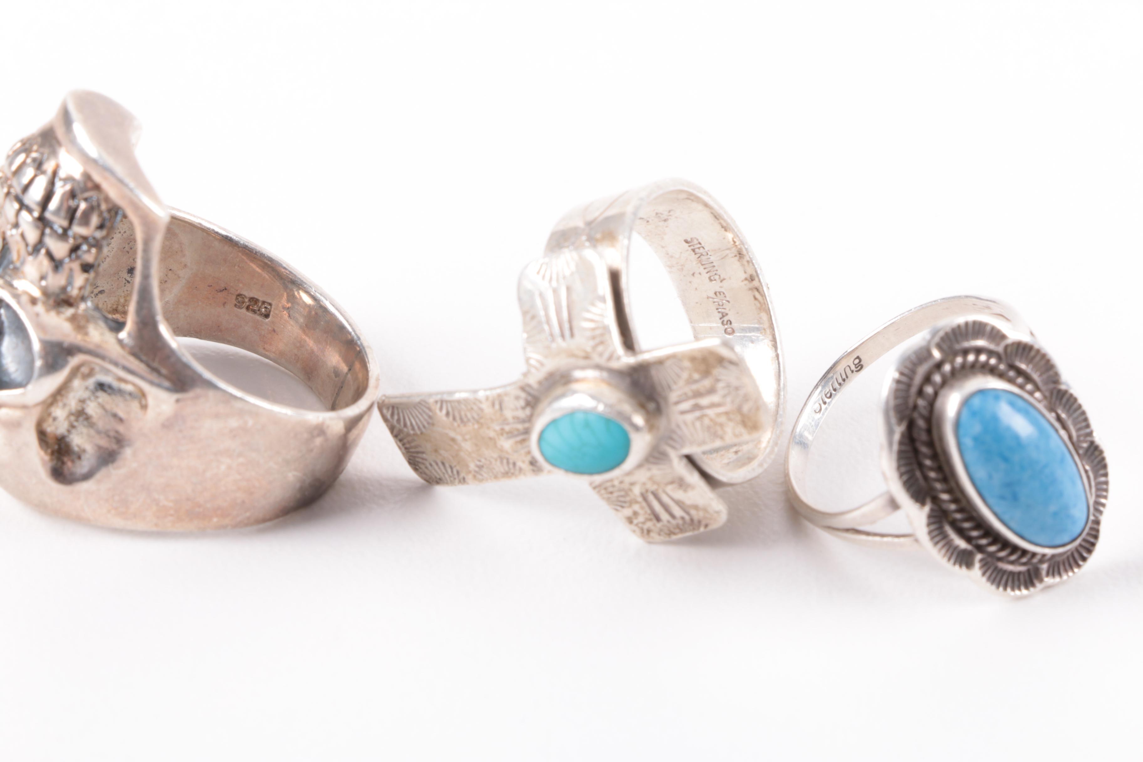 Sterling Silver Jewelry Including Navajo Diné Silversmiths E. Piaso and Tahe