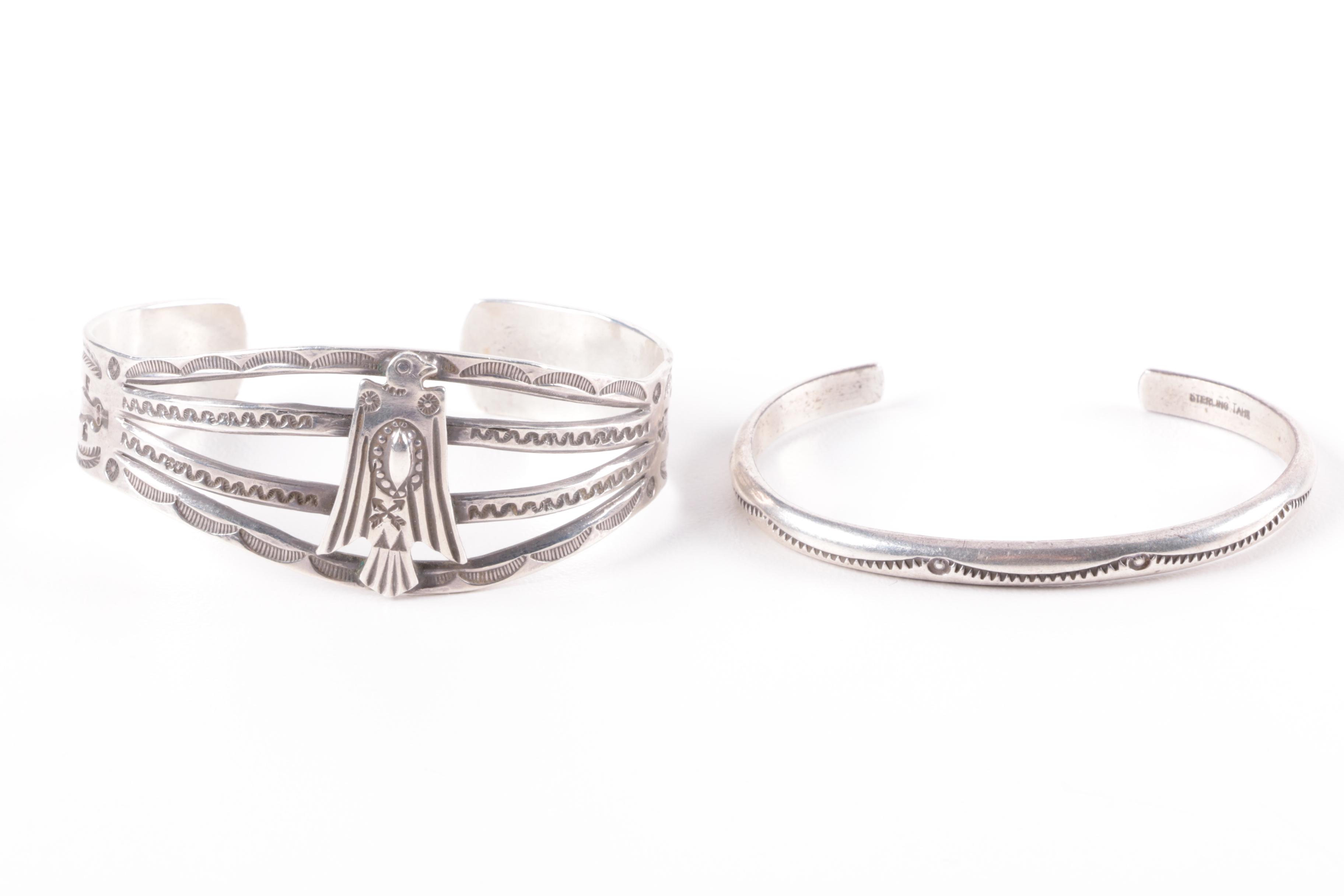 Sterling Silver Jewelry Including Navajo Diné Silversmiths E. Piaso and Tahe