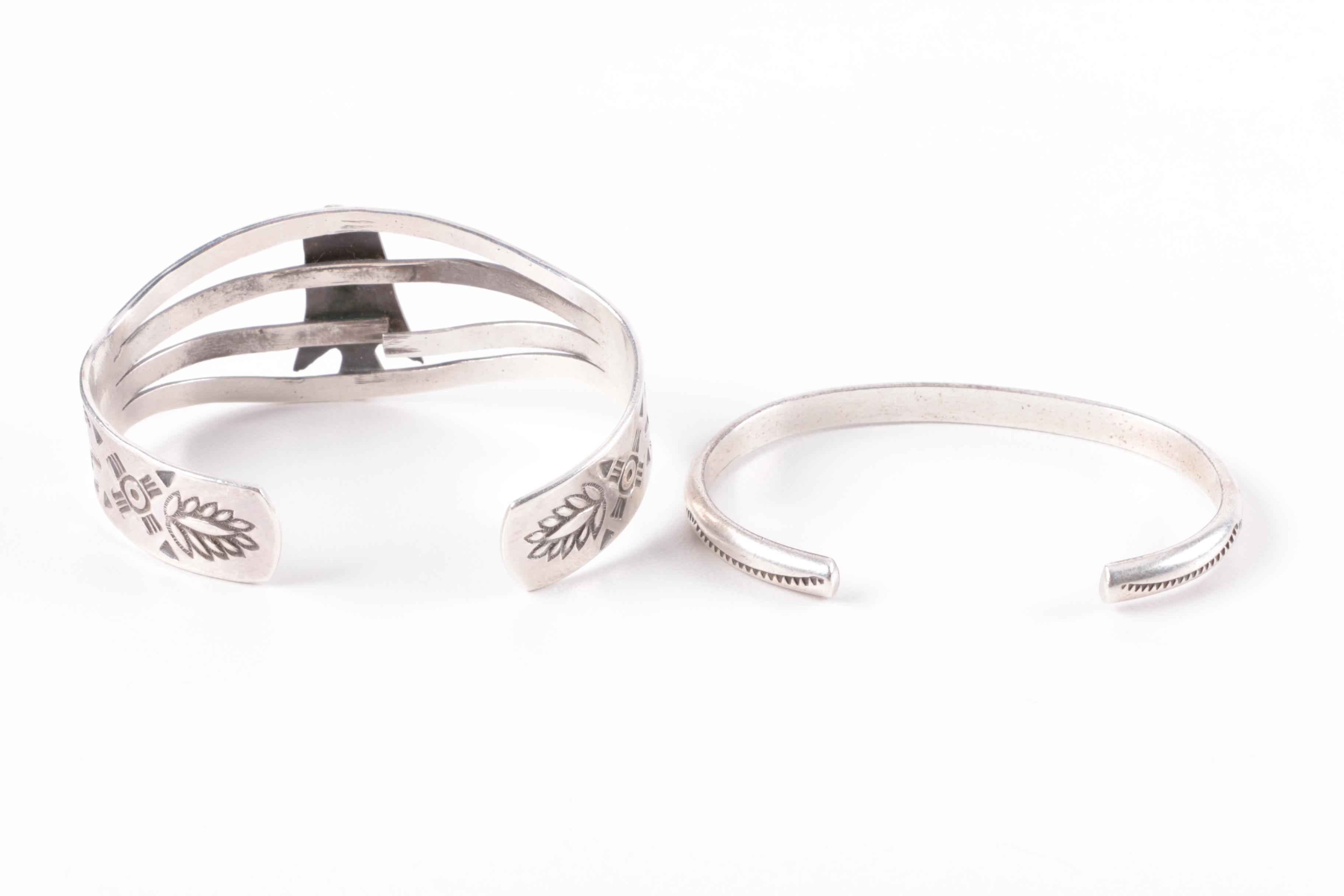 Sterling Silver Jewelry Including Navajo Diné Silversmiths E. Piaso and Tahe