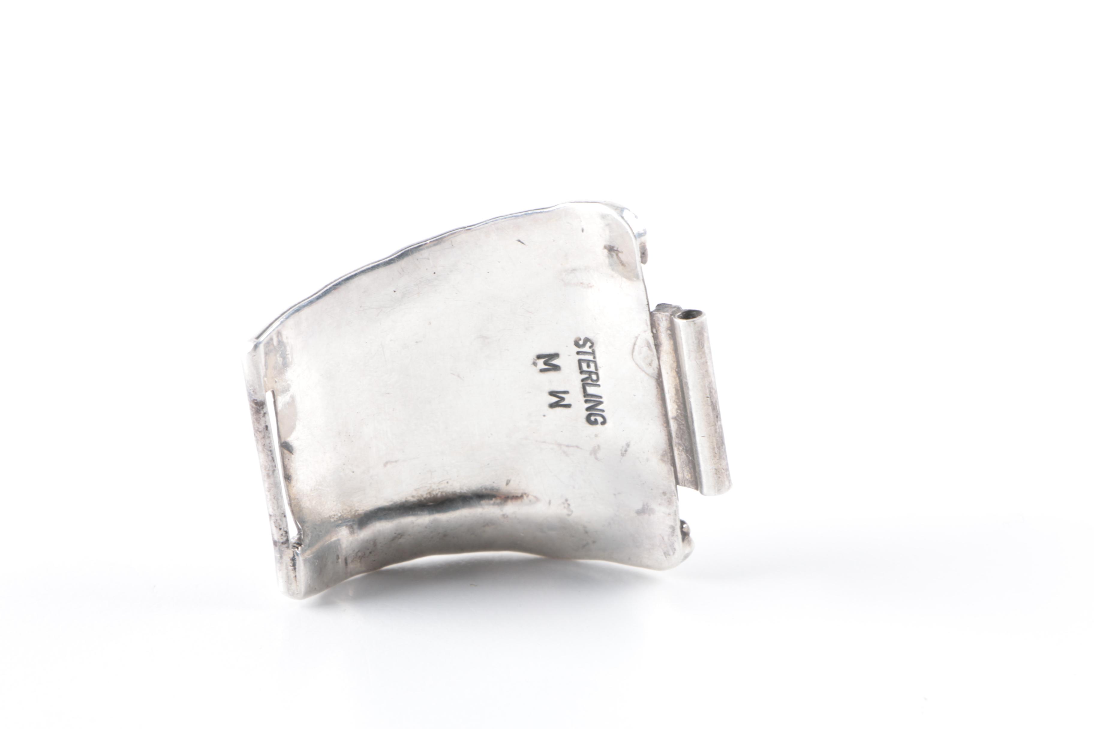 Sterling Silver, Turquoise and Coral Southwestern Style Watch Band Links