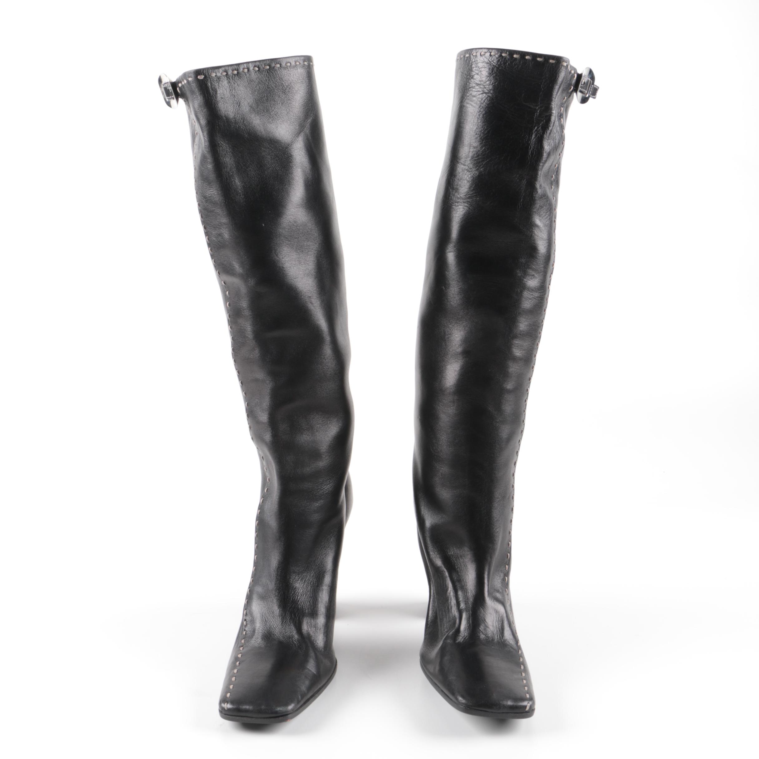 Women's Prada Black Leather Tall Boots