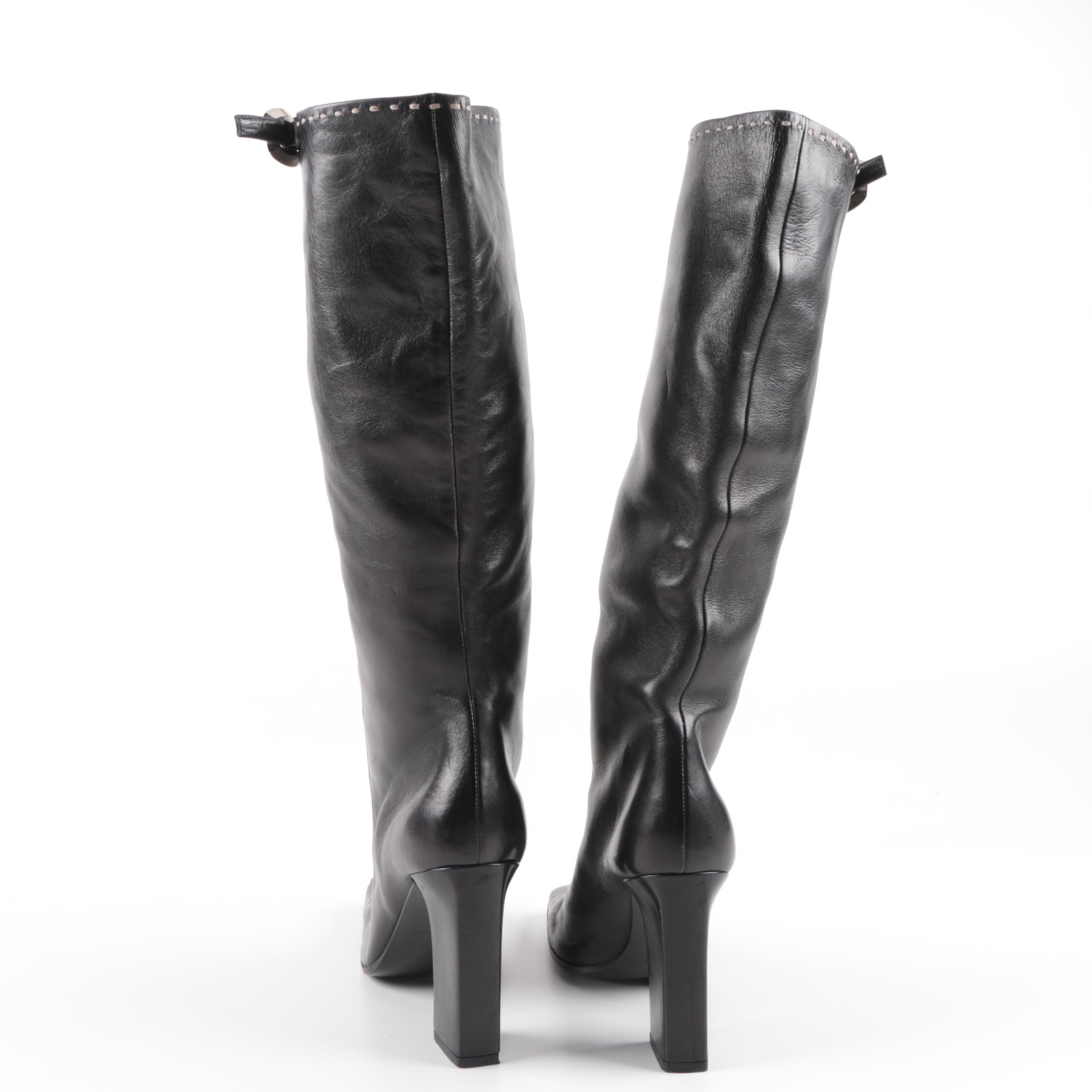 Women's Prada Black Leather Tall Boots