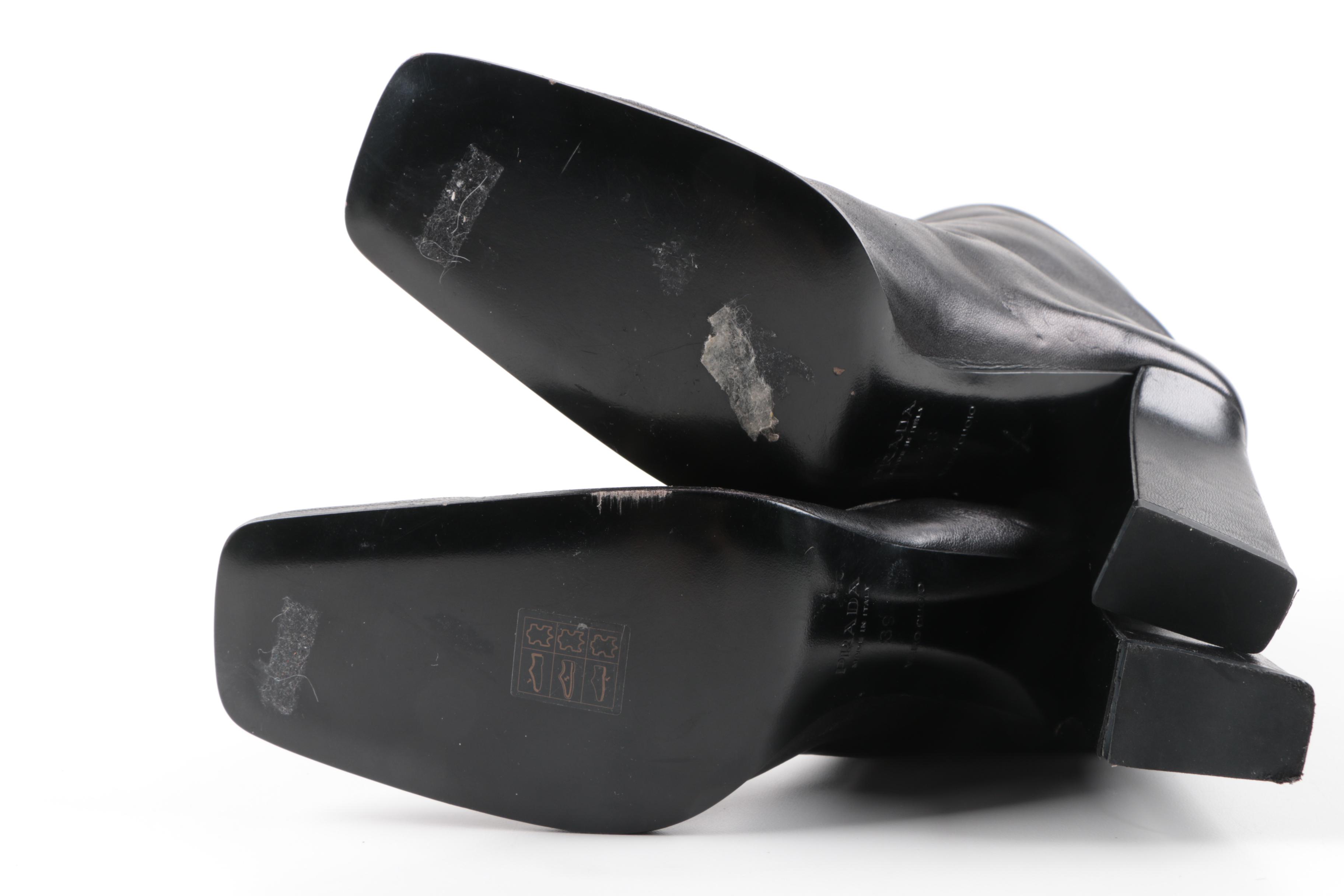 Women's Prada Black Leather Tall Boots