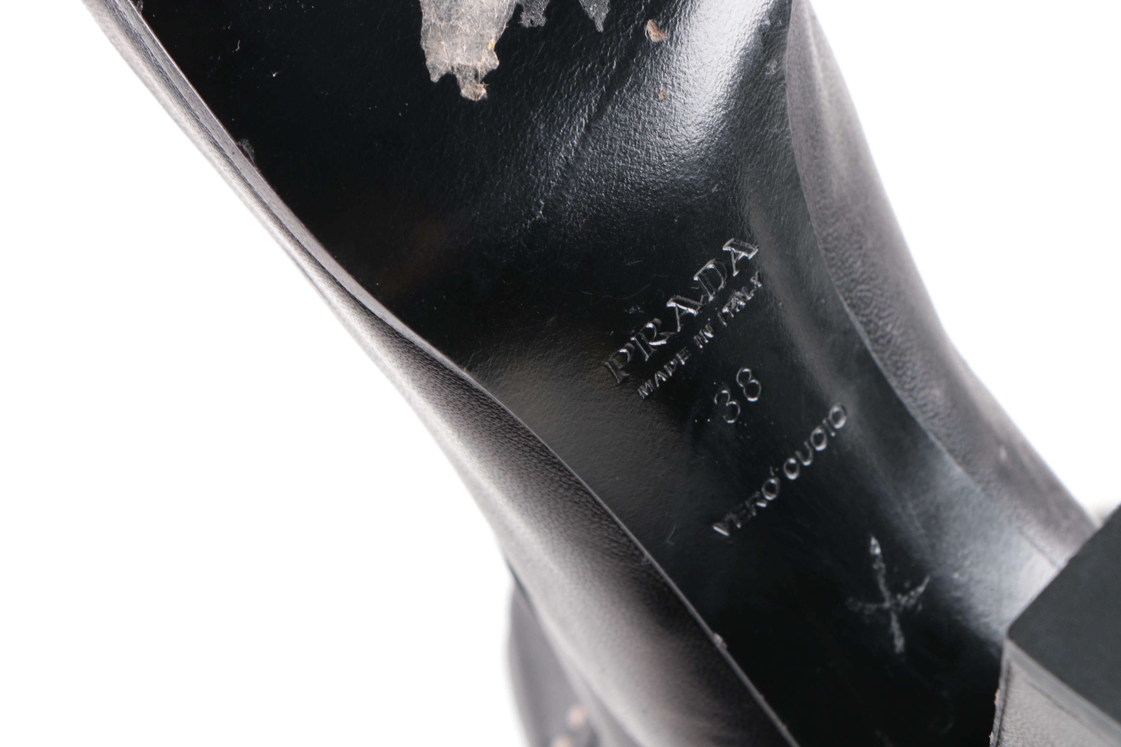 Women's Prada Black Leather Tall Boots