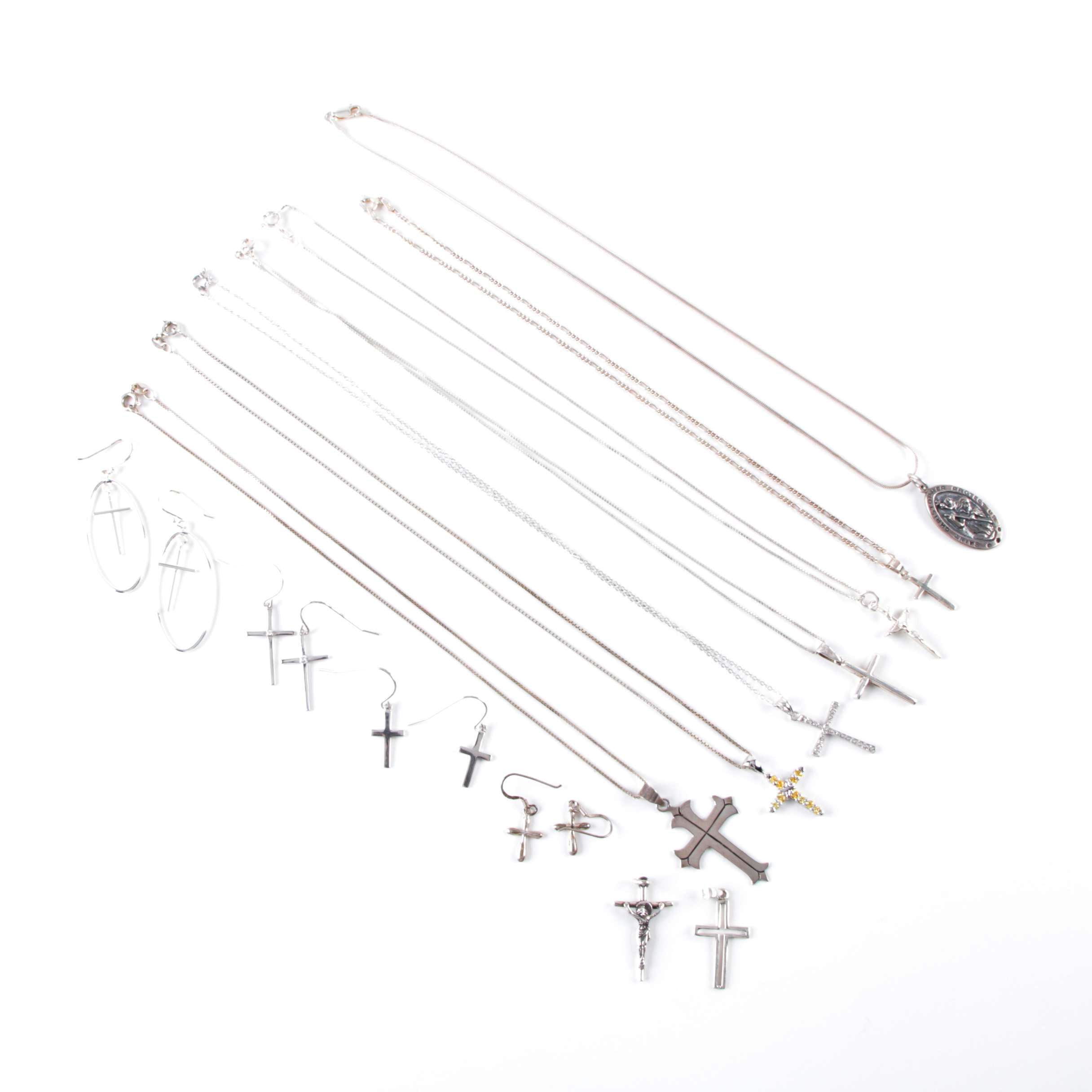 Sterling Silver Religious Necklaces, Earrings and Pendants