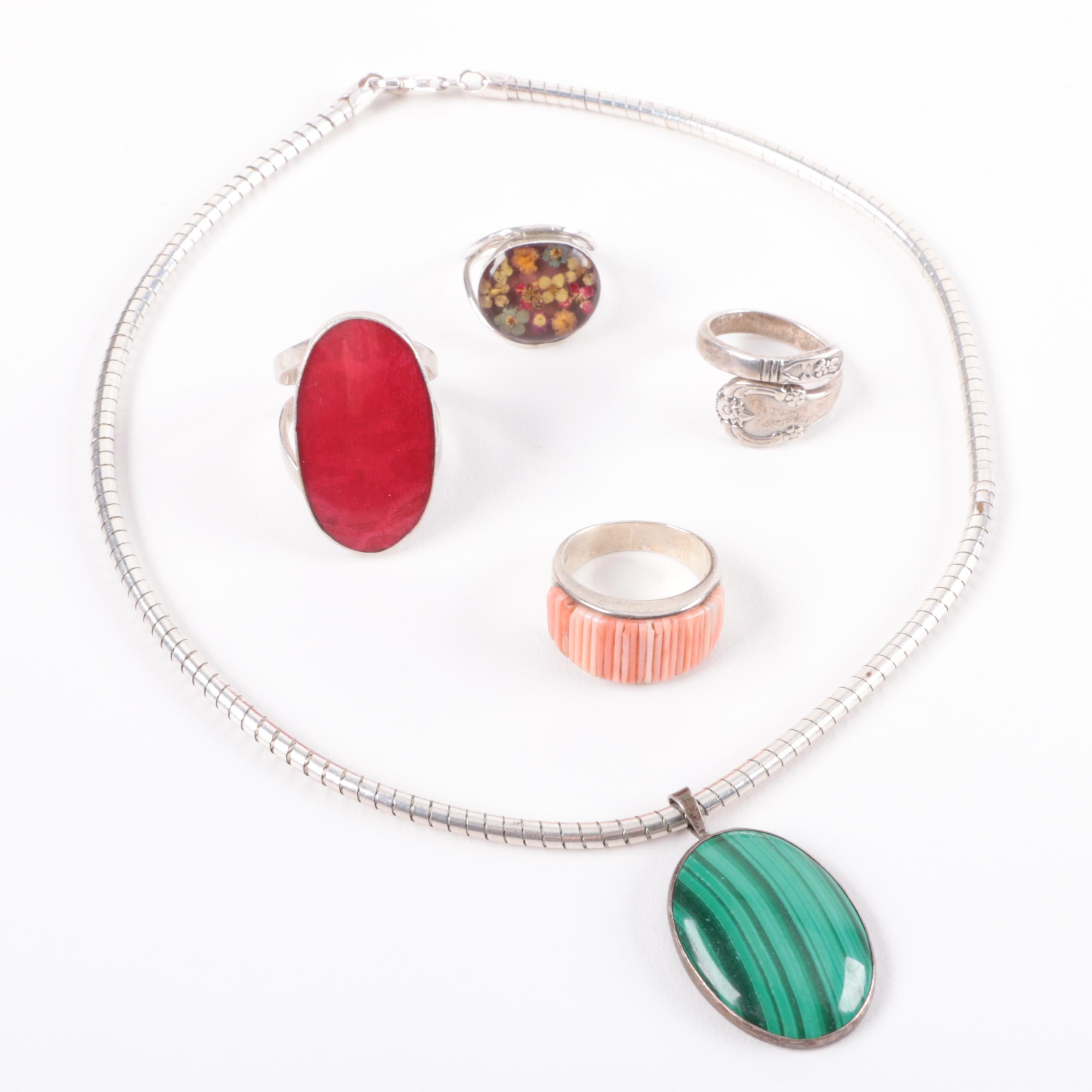 Sterling Silver Rings and Necklace