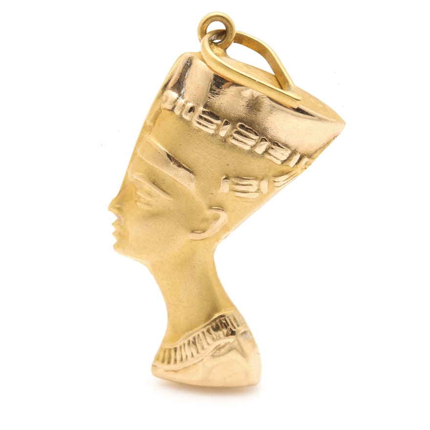 18K Yellow Gold Egyptian Styled Figural Profile Pendant