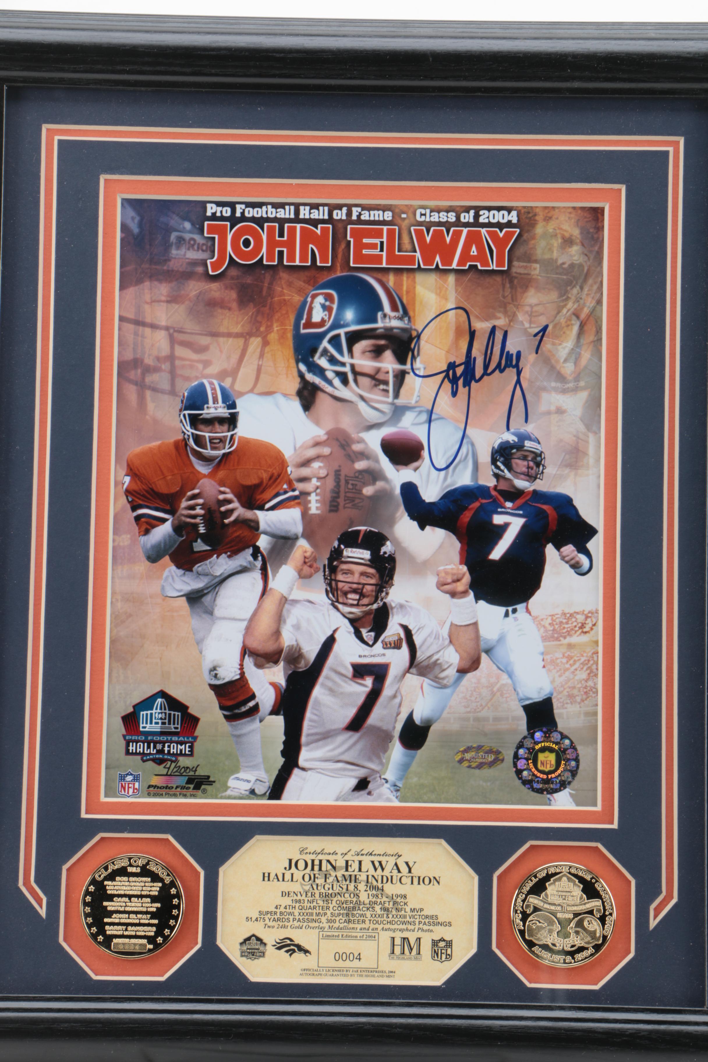 Autographed Limited Edition John Elway Hall of Fame Induction Photomint