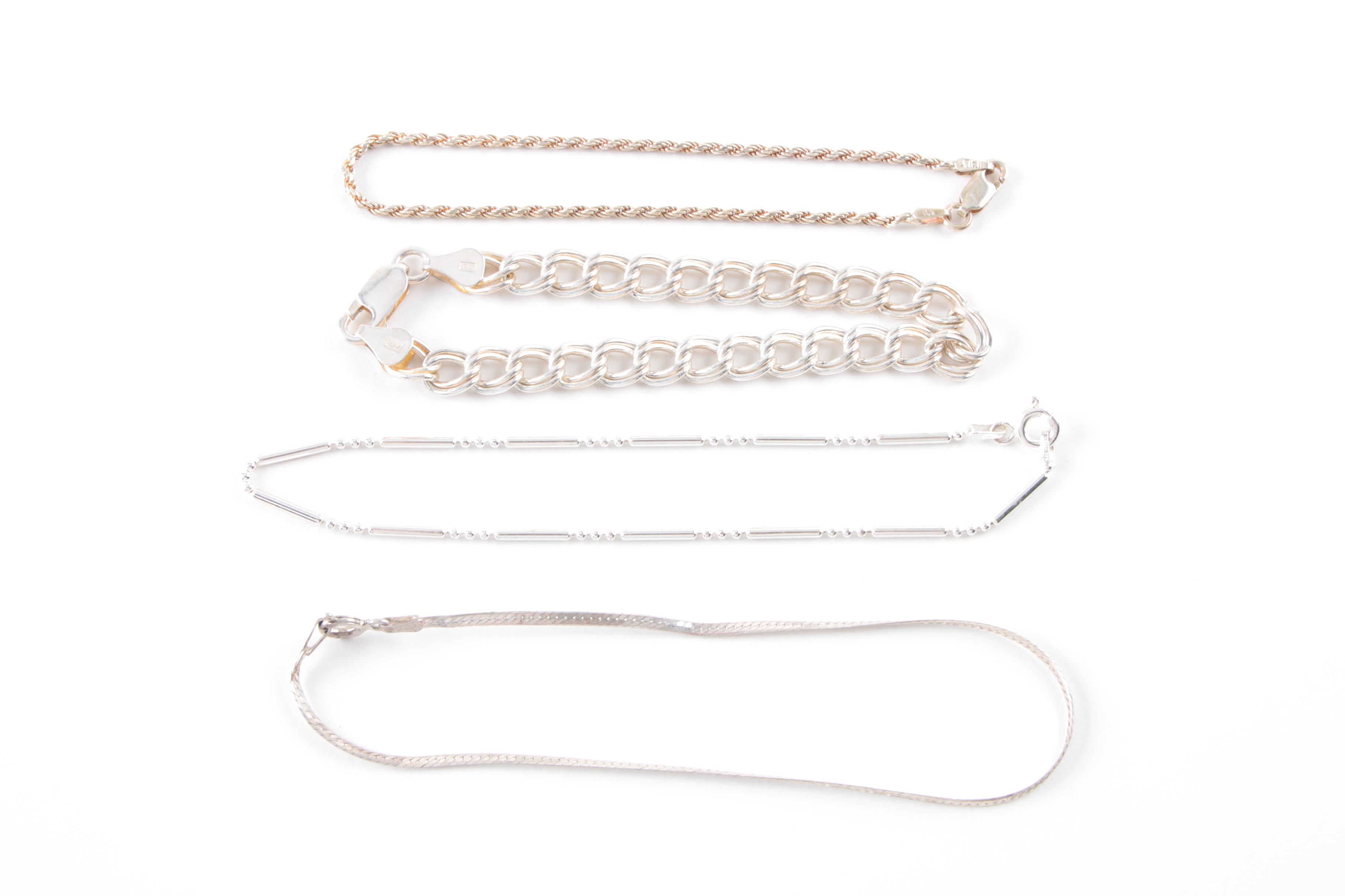 Grouping of Sterling Silver Necklaces and Bracelets