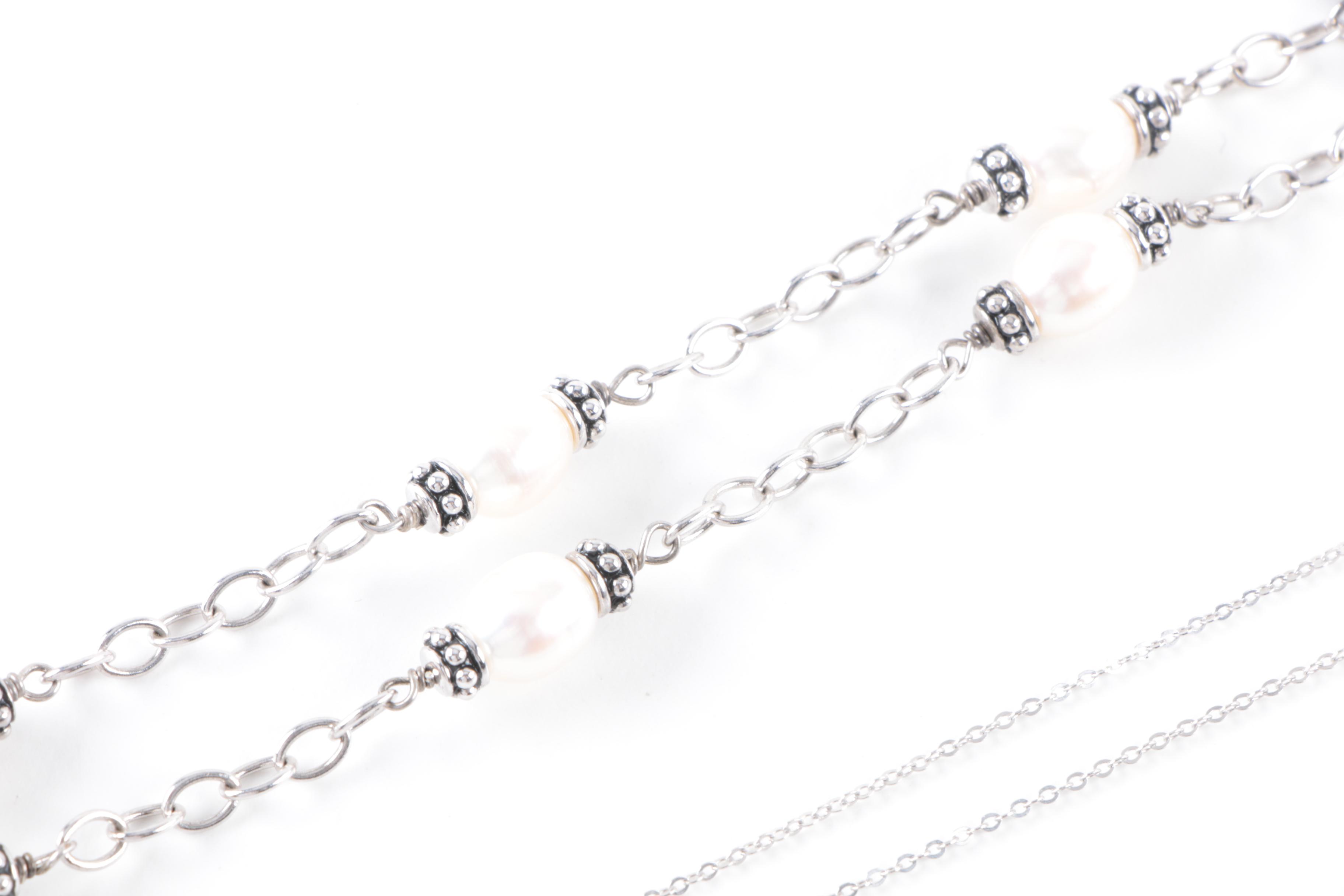 Grouping of Sterling Silver Necklaces and Bracelets