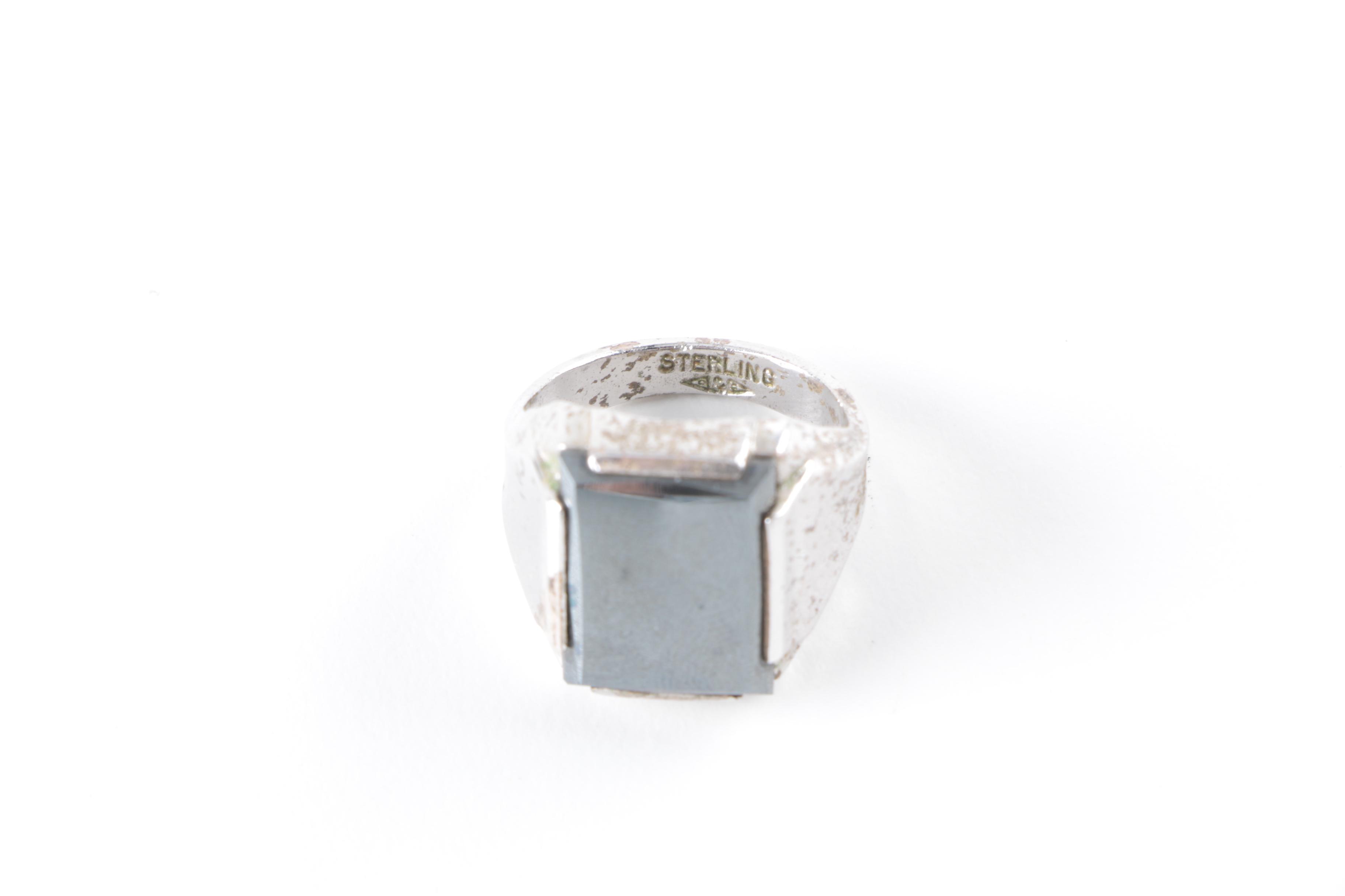 Grouping of Sterling Silver Rings and Cuff Links