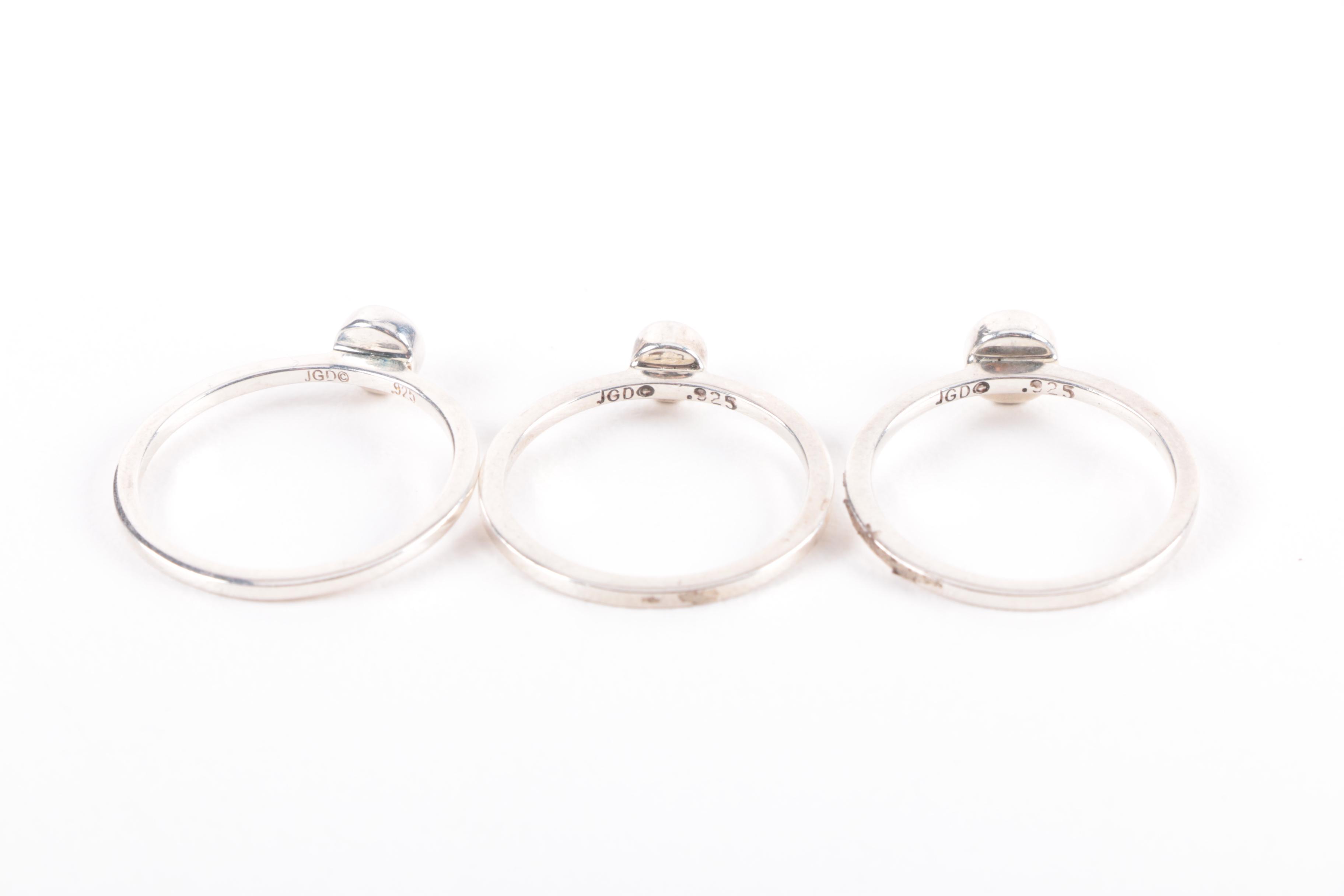 Grouping of Sterling Silver Jewelry Including Diamonds and Pearls