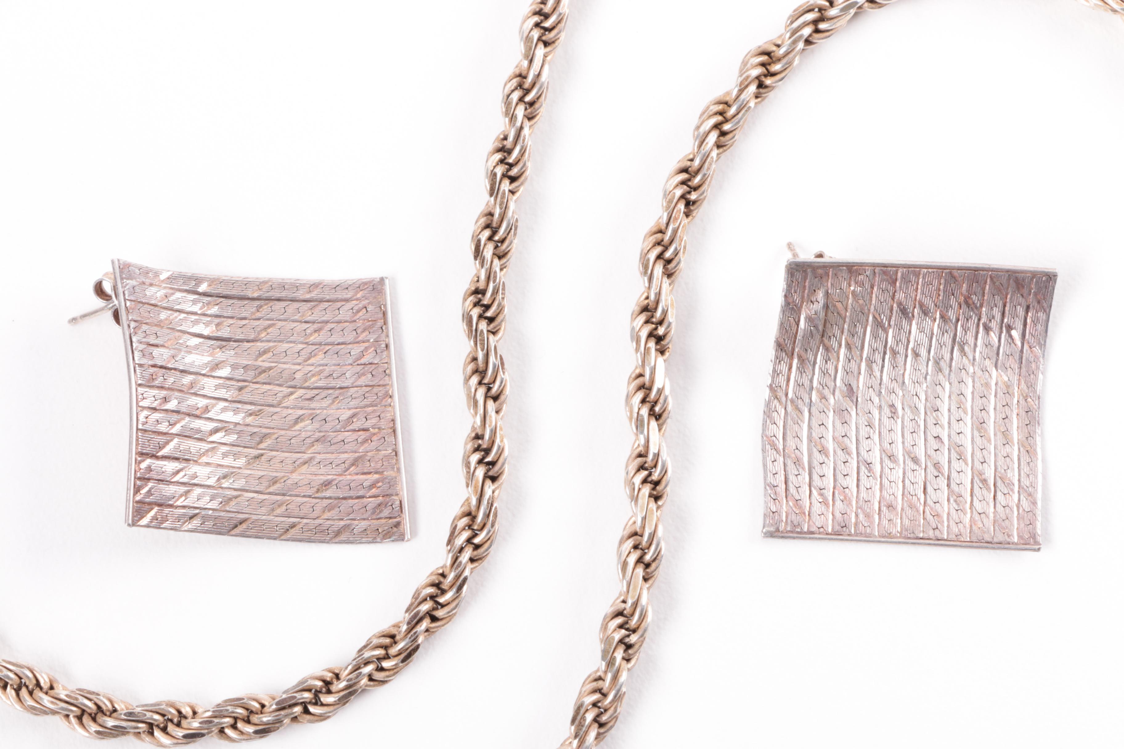 Grouping of Sterling Silver Jewelry Including Earrings