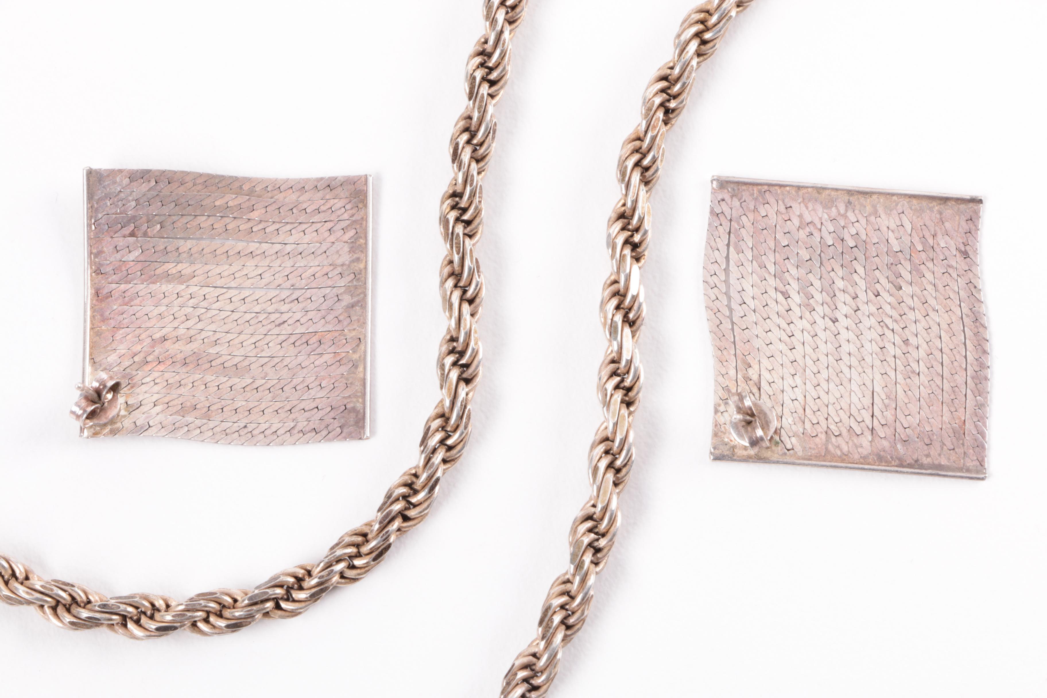 Grouping of Sterling Silver Jewelry Including Earrings