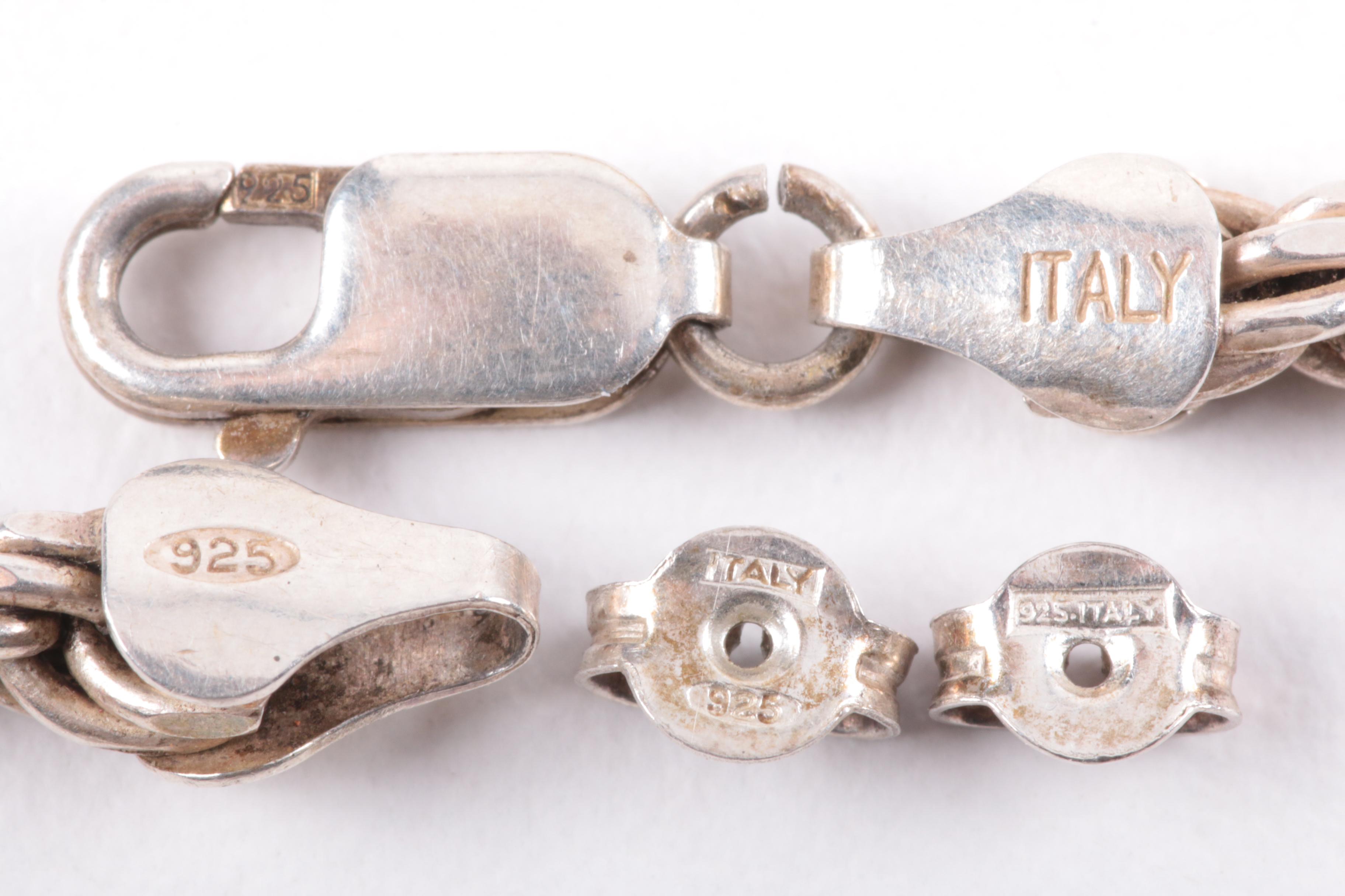 Grouping of Sterling Silver Jewelry Including Earrings