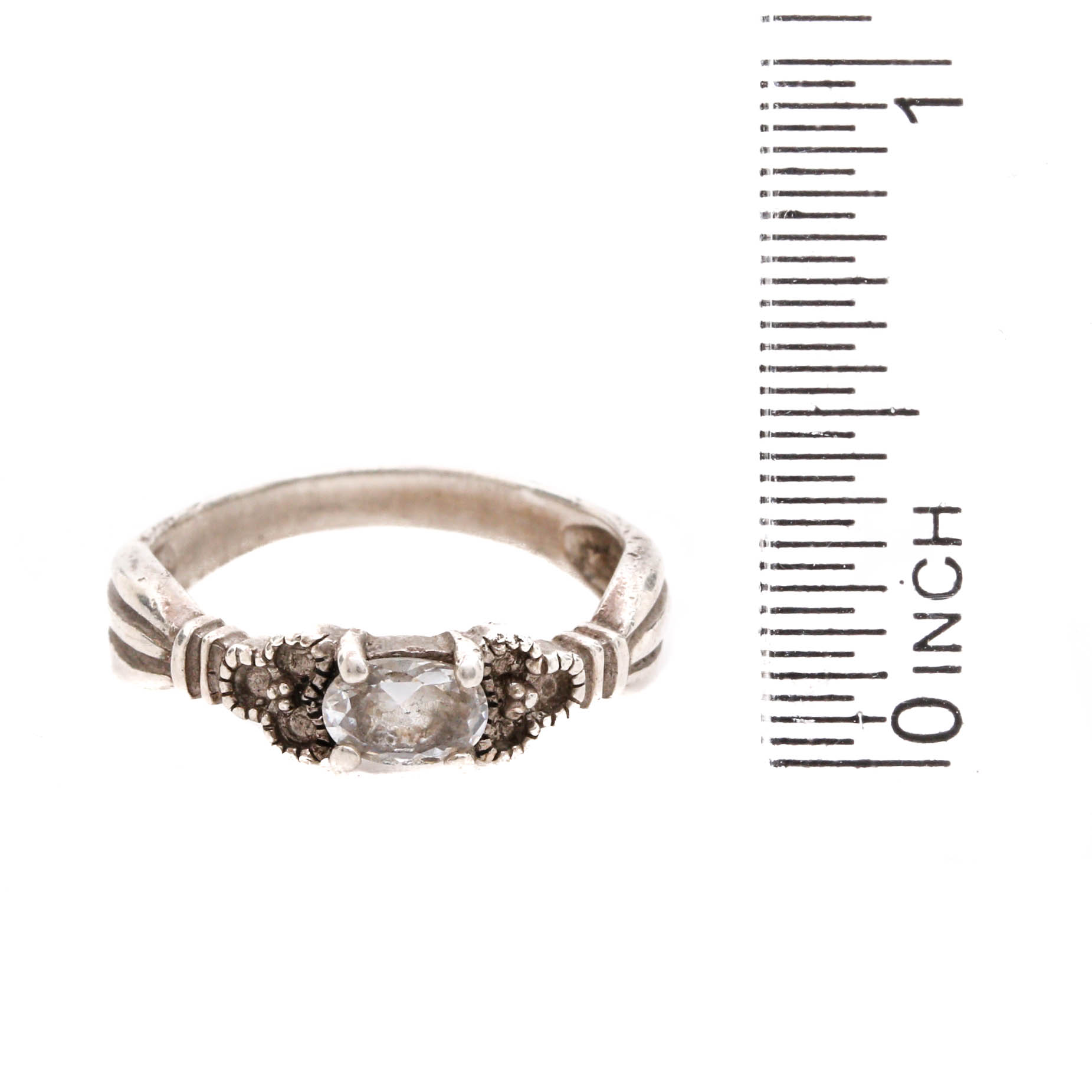 Selection of Sterling Silver Rings Including Cubic Zirconia and Glass Crystal