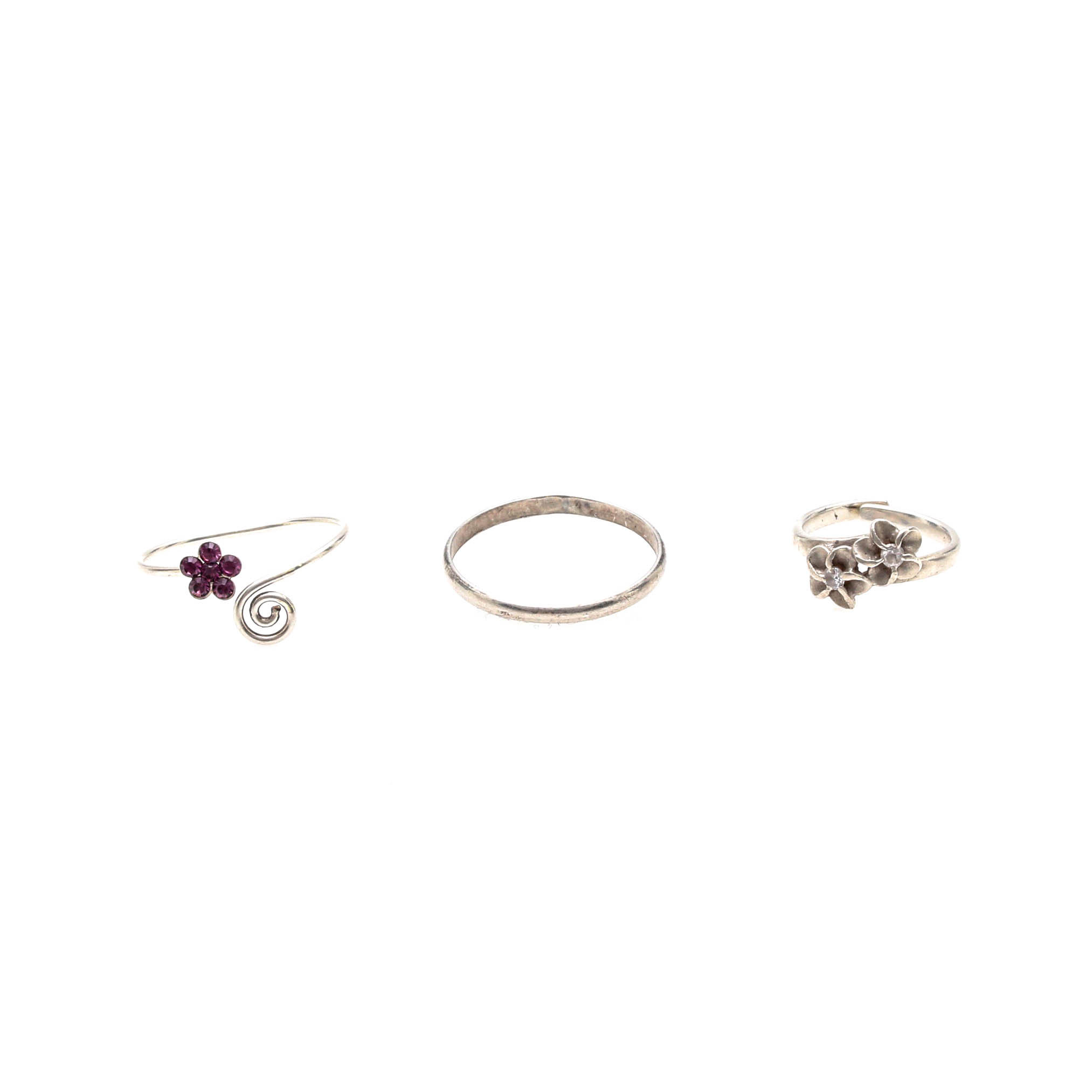 Selection of Sterling Silver Rings Including Cubic Zirconia and Glass Crystal