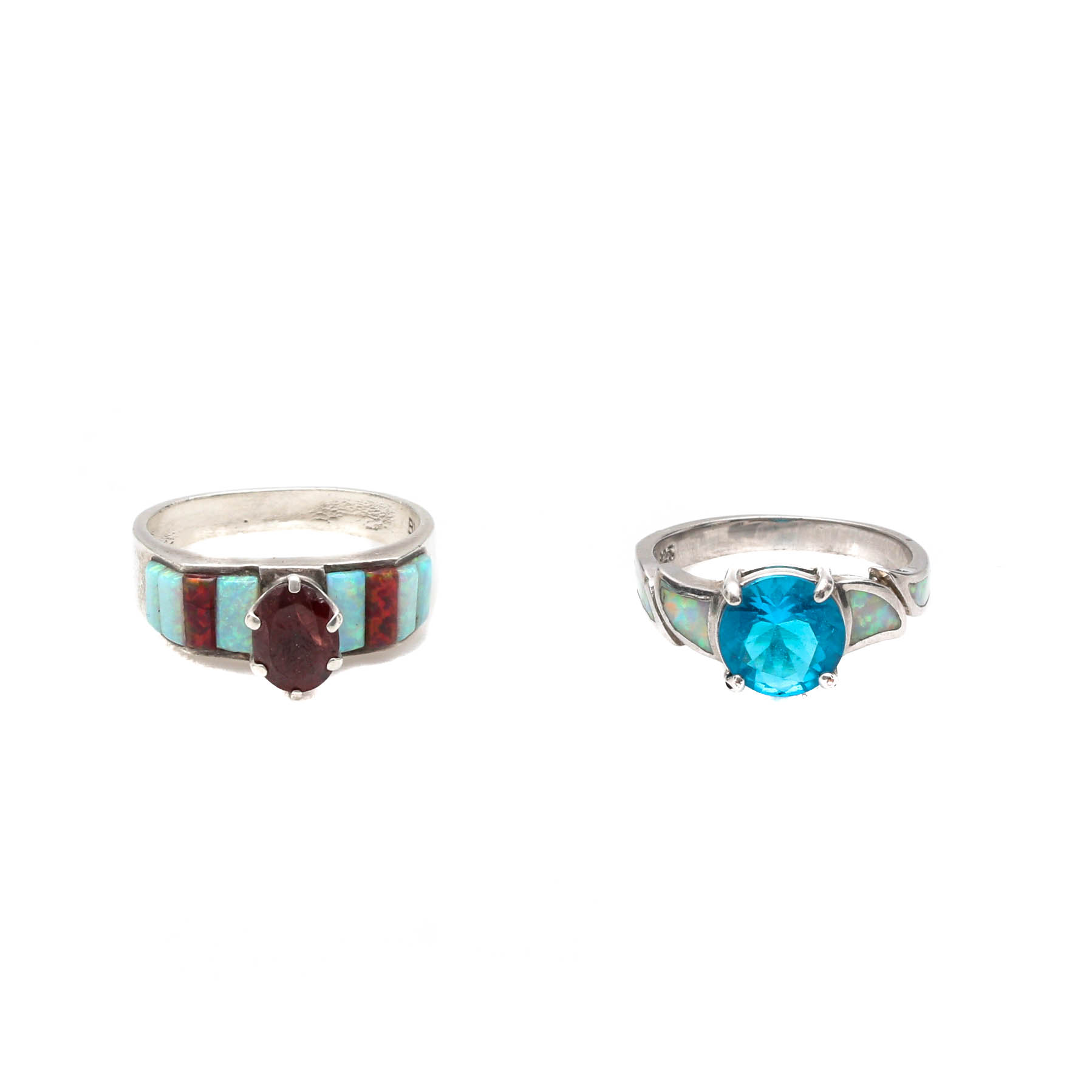 Sterling Silver Rings With Garnet and Opal
