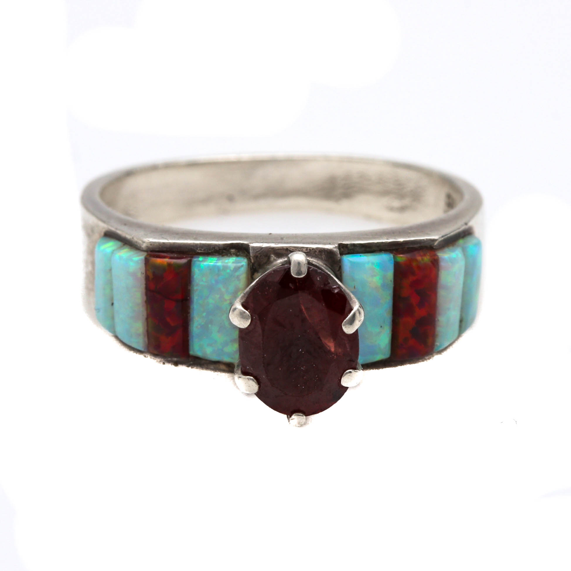 Sterling Silver Rings With Garnet and Opal