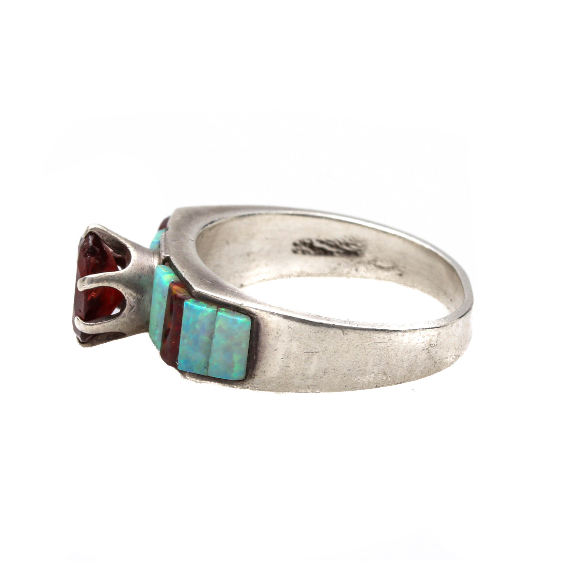 Sterling Silver Rings With Garnet and Opal
