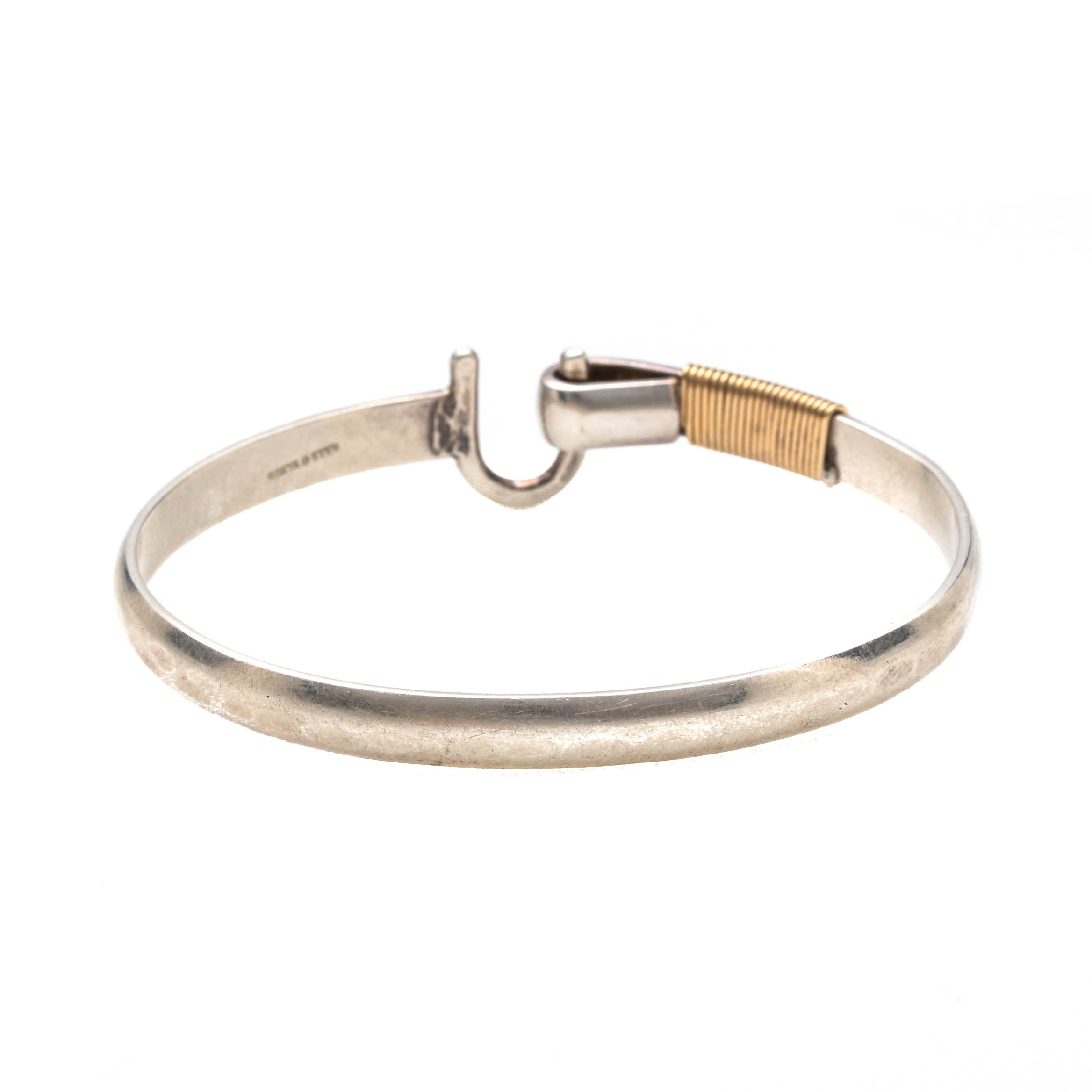 Sonya Sterling Silver Bangle With 14K Accent and Sterling Silver Belt Bangle