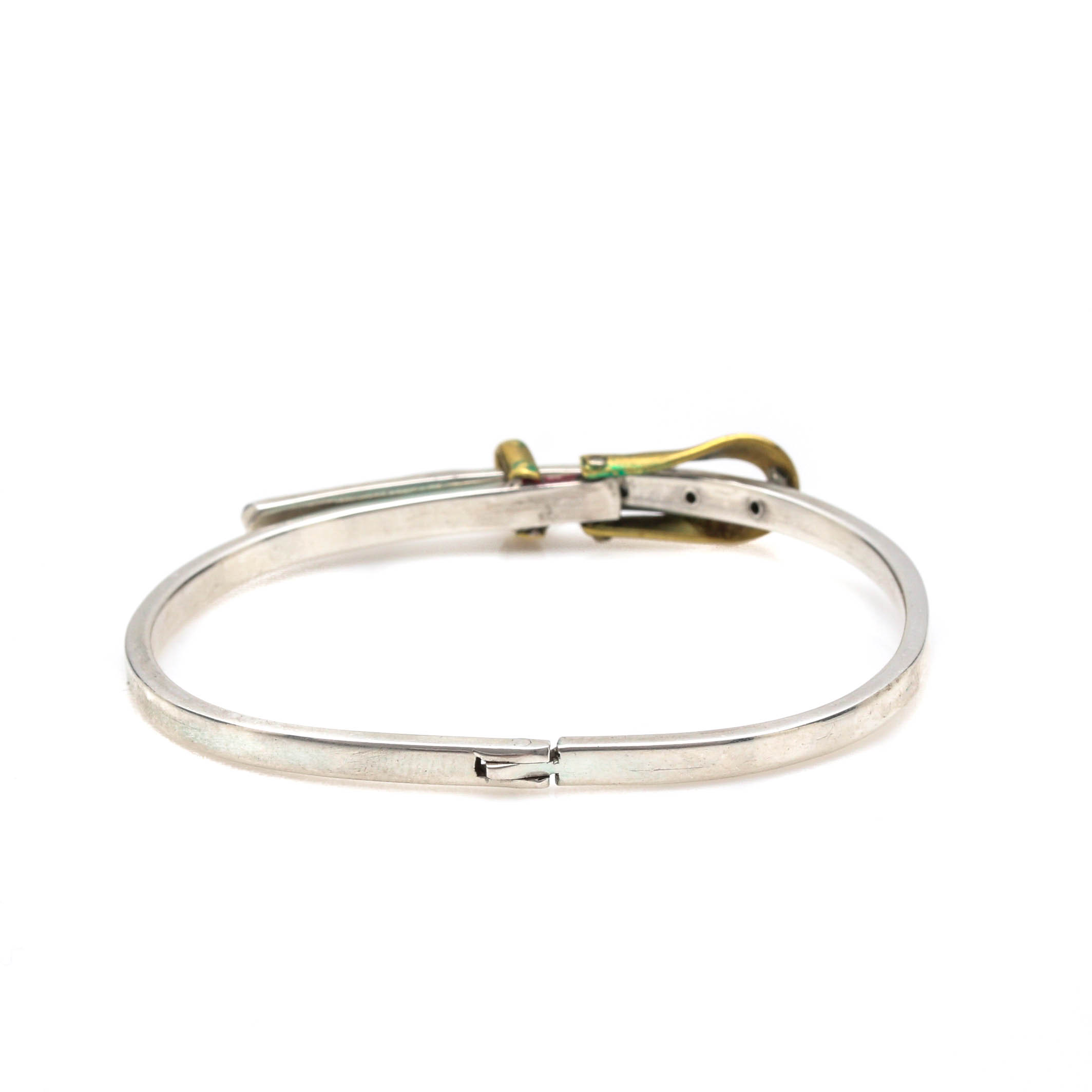 Sonya Sterling Silver Bangle With 14K Accent and Sterling Silver Belt Bangle