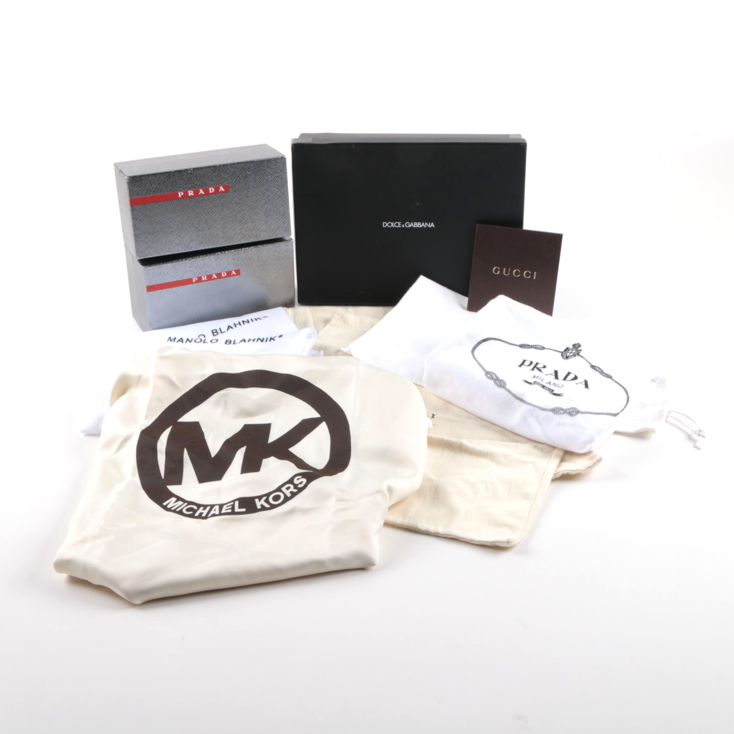 Designer Dust Covers and Boxes Including Prada