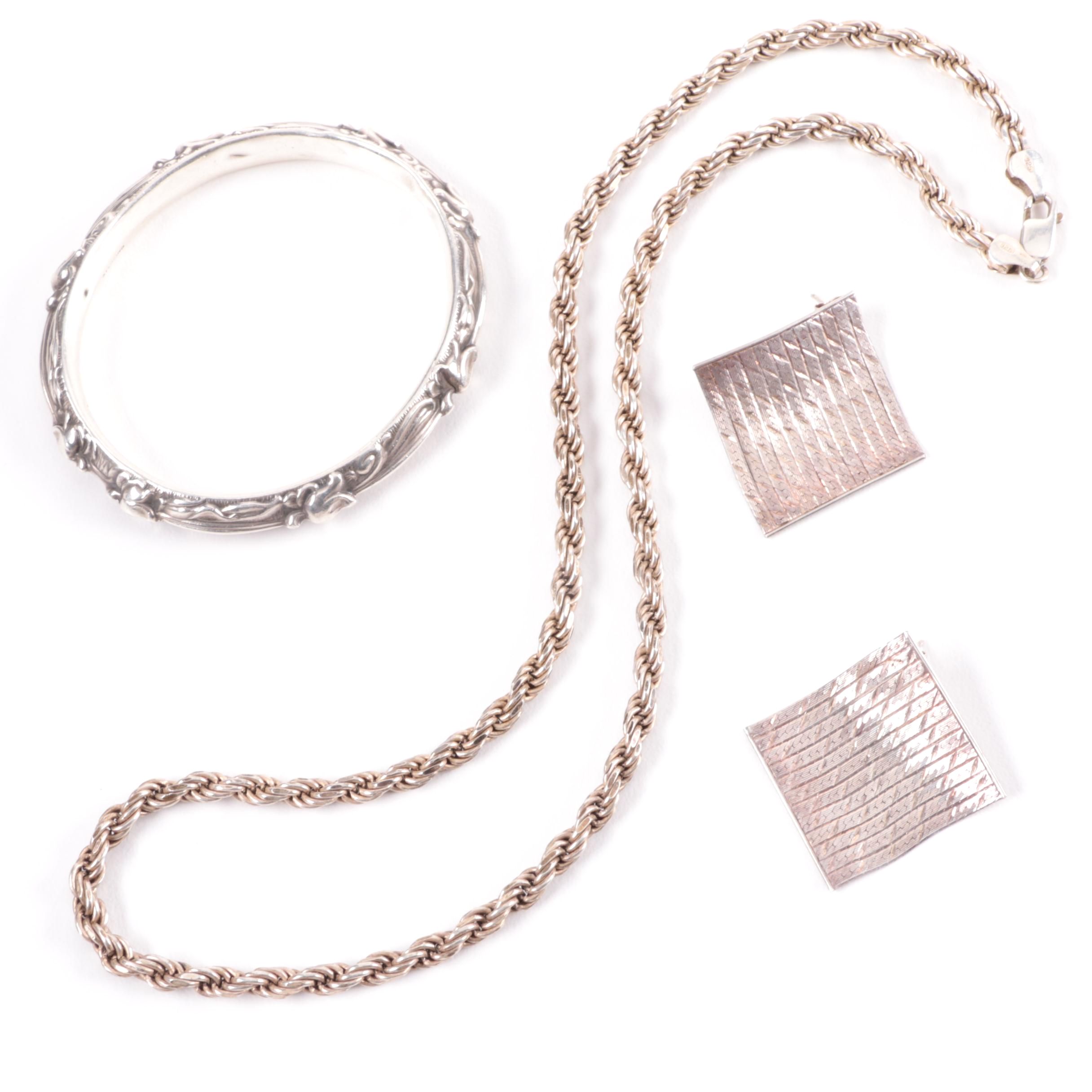 Grouping of Sterling Silver Jewelry Including Earrings