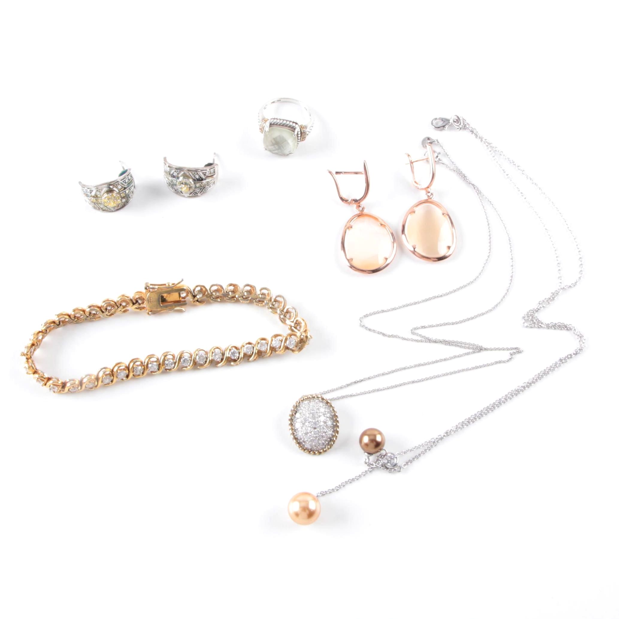 Sterling Silver Jewelry Including Cubic Zirconia