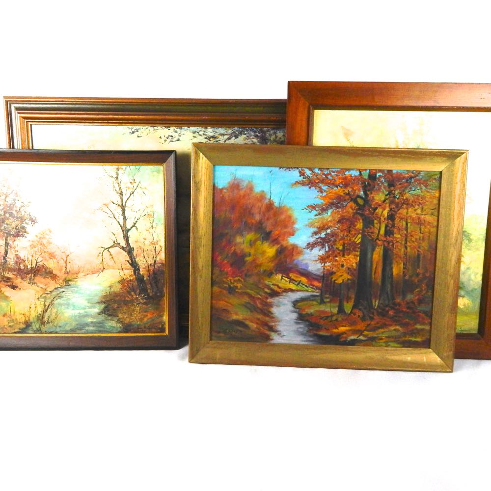 3 Oil on Board Paintings By Briggs & 1 By Chiles