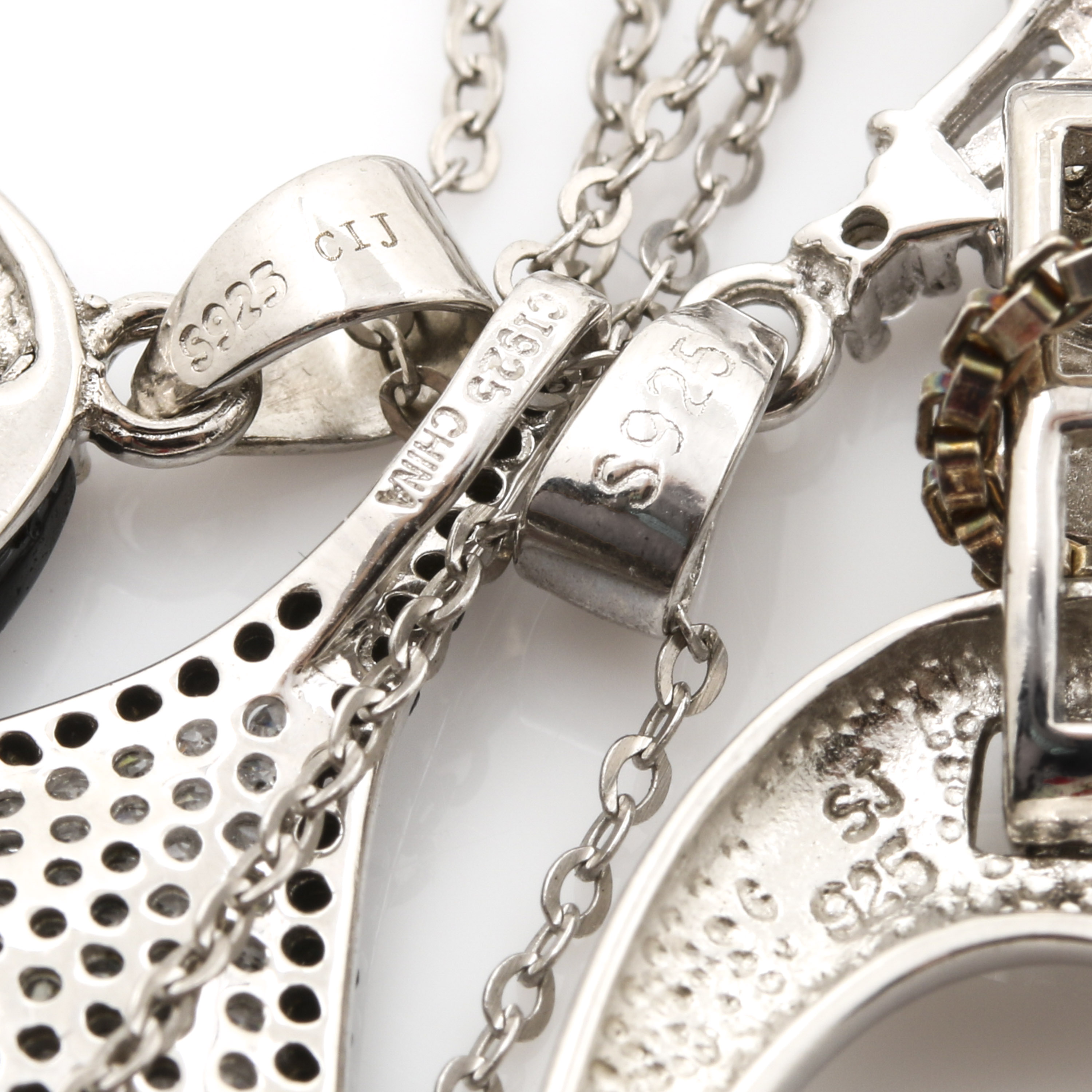 Sterling Silver Cubic Zirconia and Black Onyx Ring and Necklaces