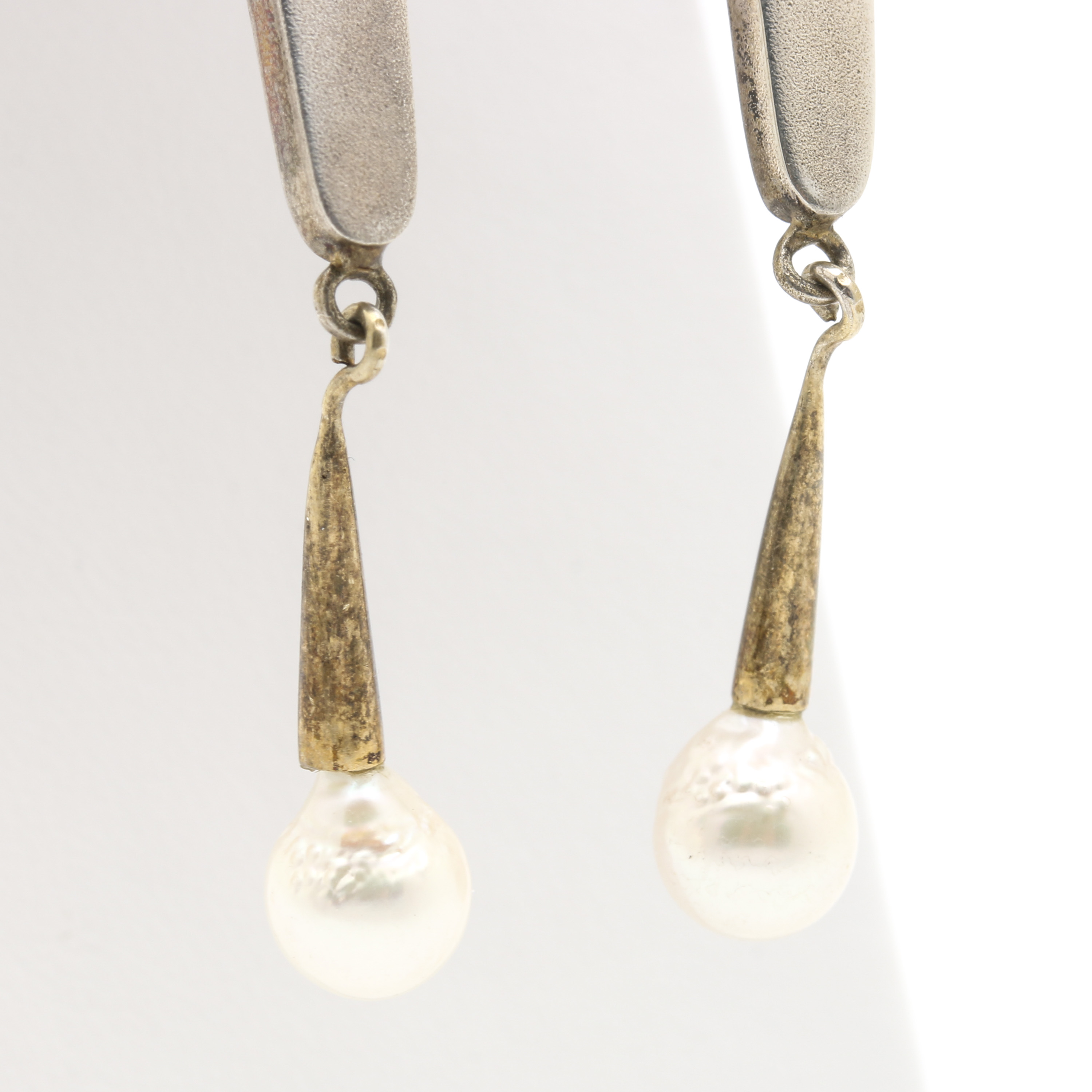 Contemporary Style Sterling Silver Peridot, Pearl, Amethyst and Garnet Earrings