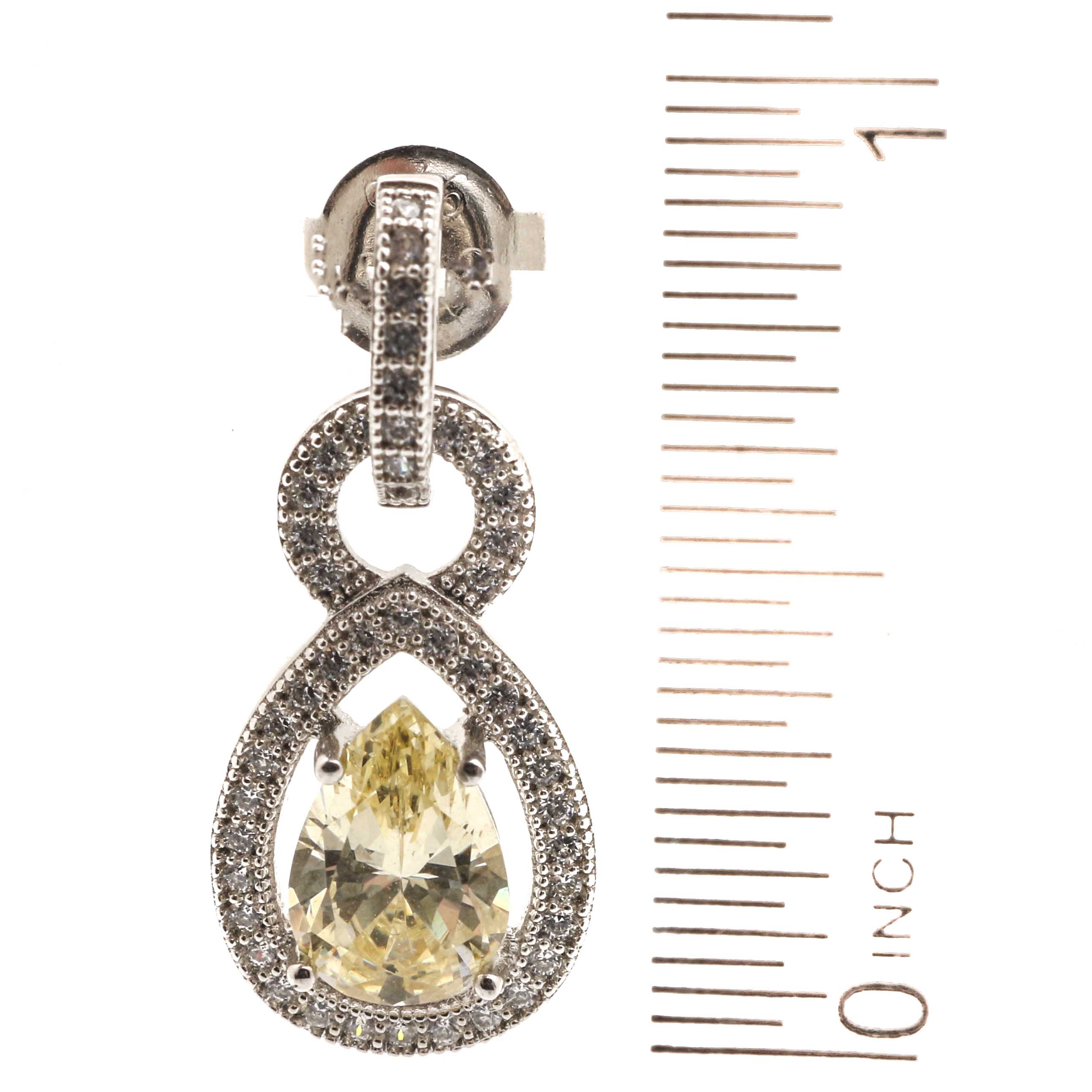 Sterling Silver Cubic Zirconia Earring and Necklace Ensemble