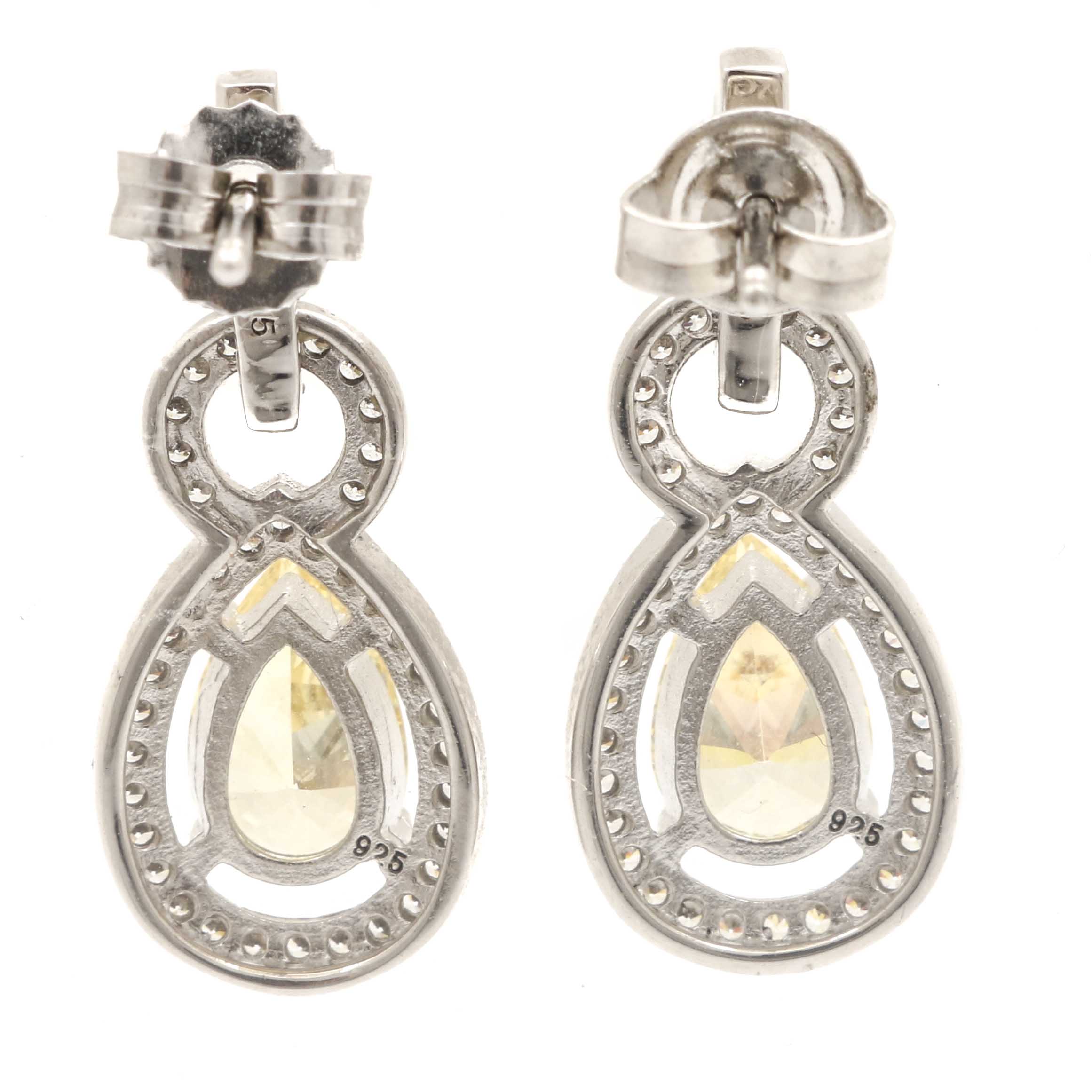 Sterling Silver Cubic Zirconia Earring and Necklace Ensemble