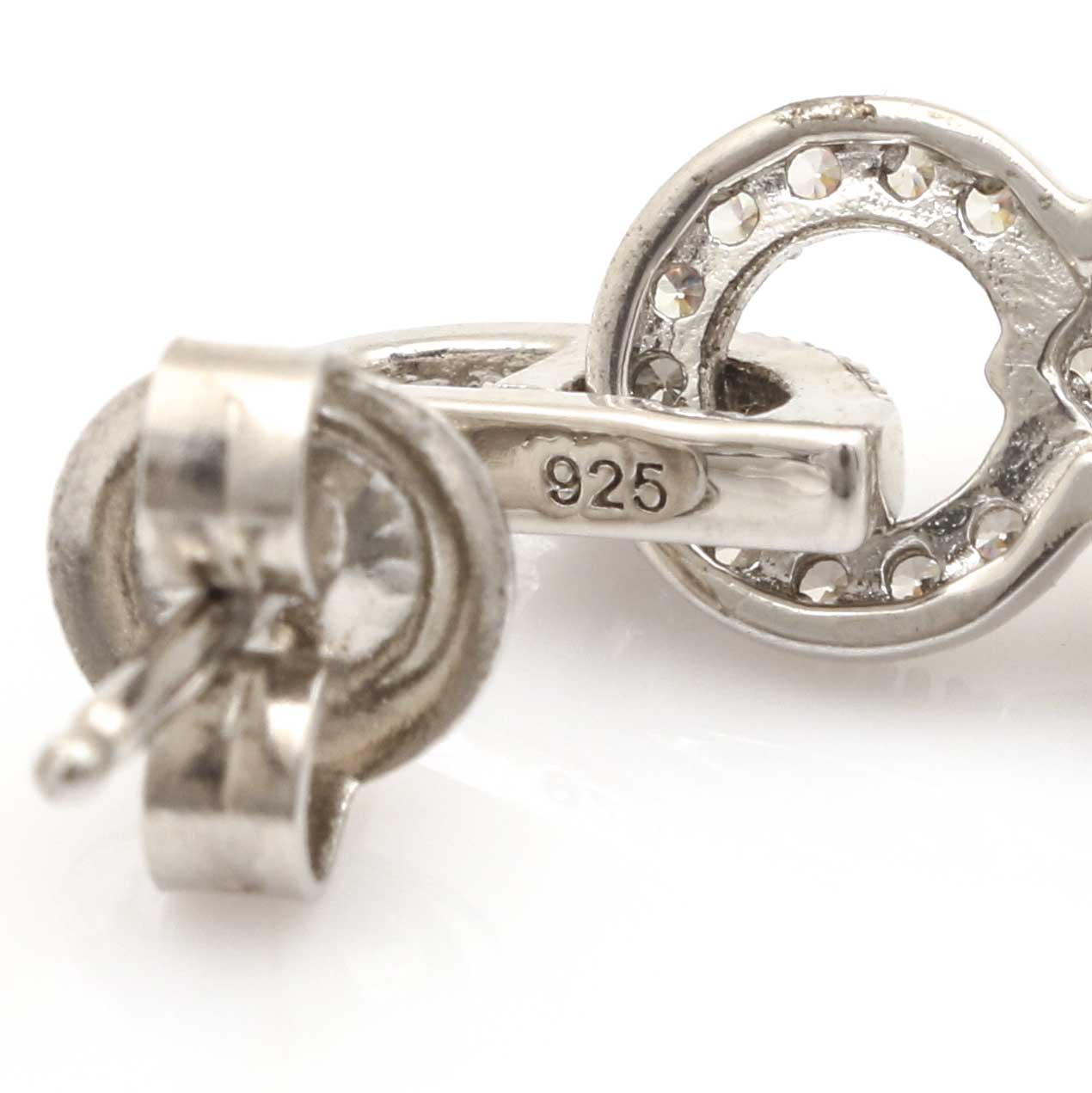 Sterling Silver Cubic Zirconia Earring and Necklace Ensemble