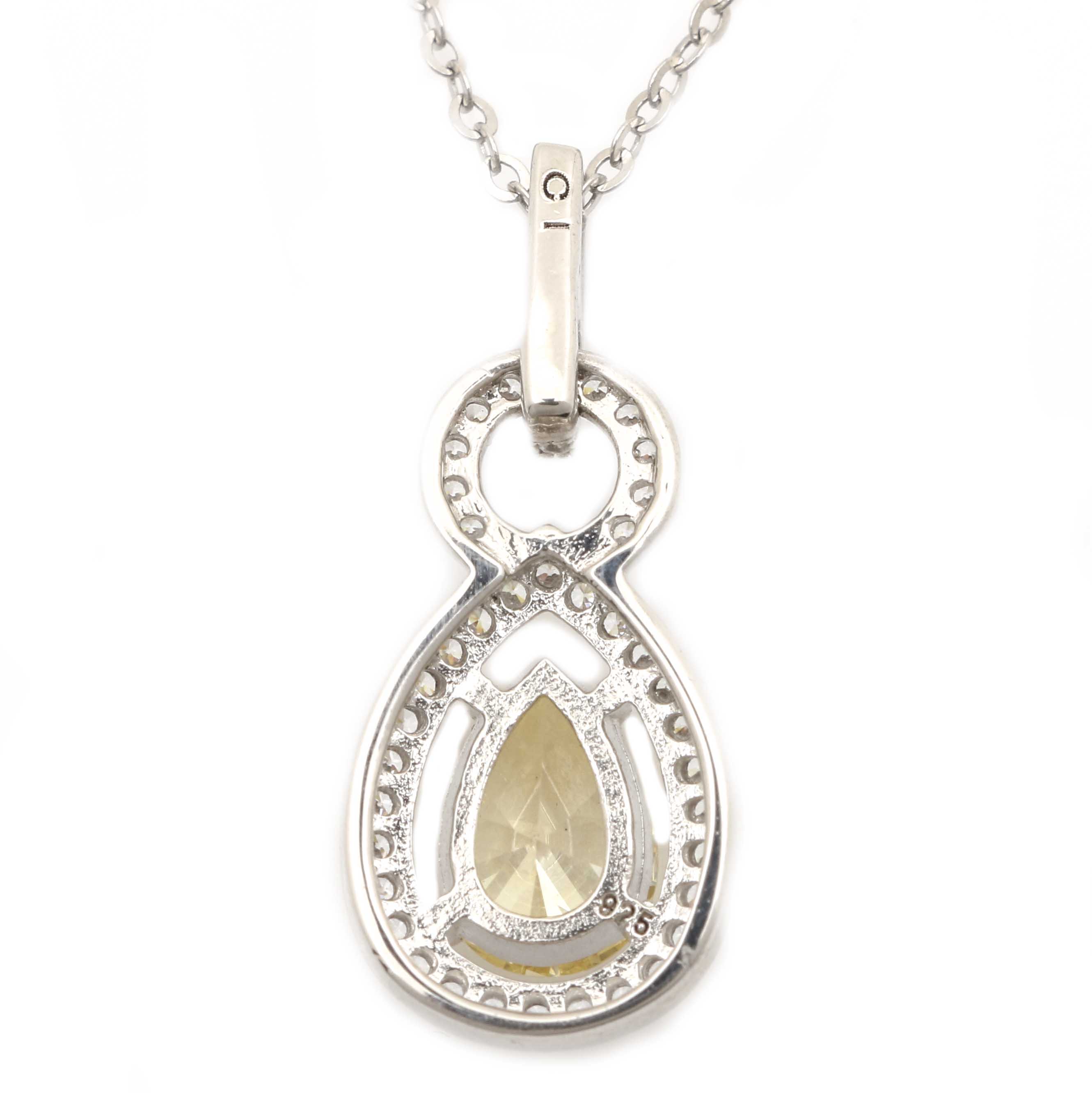 Sterling Silver Cubic Zirconia Earring and Necklace Ensemble