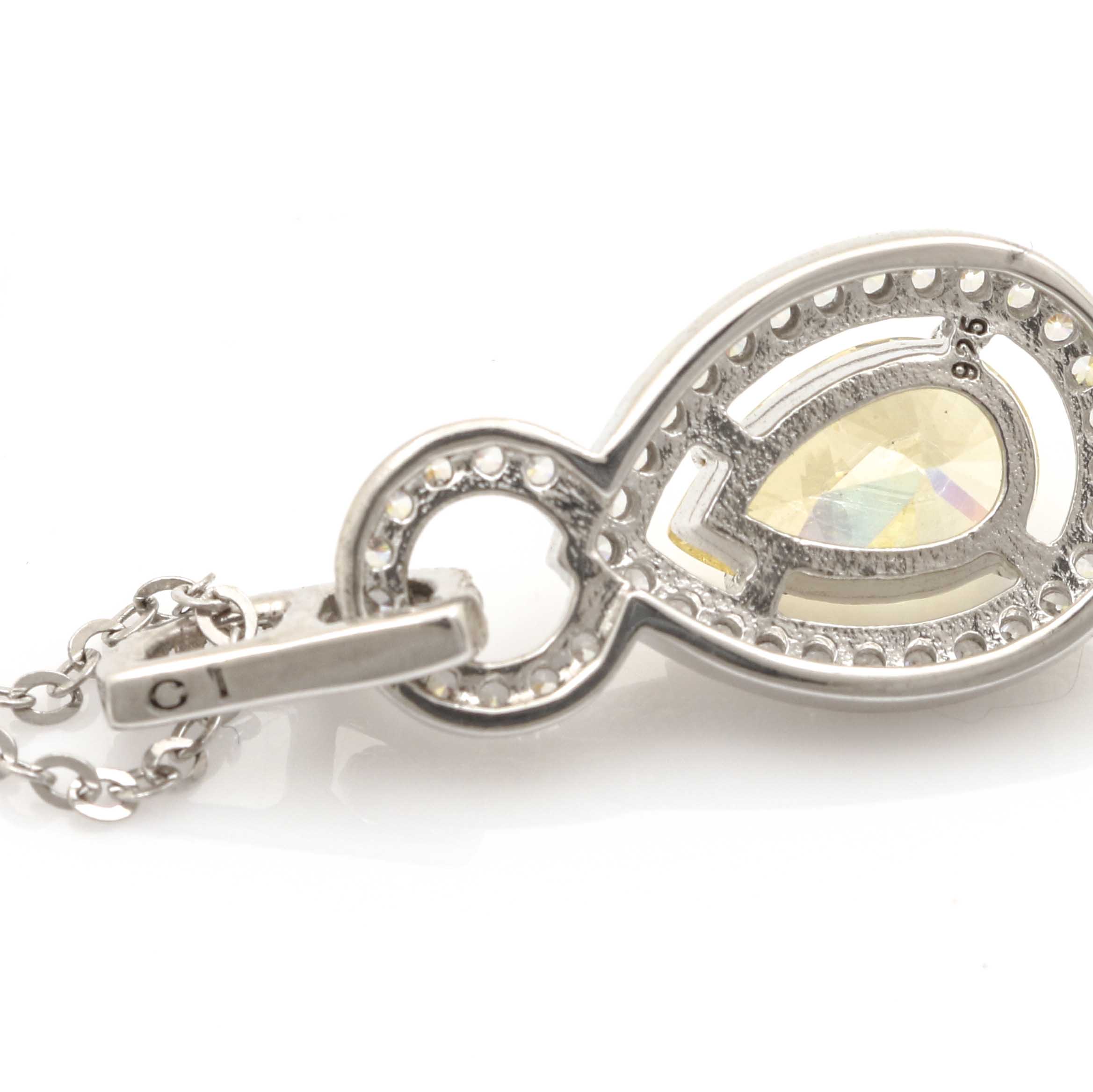 Sterling Silver Cubic Zirconia Earring and Necklace Ensemble