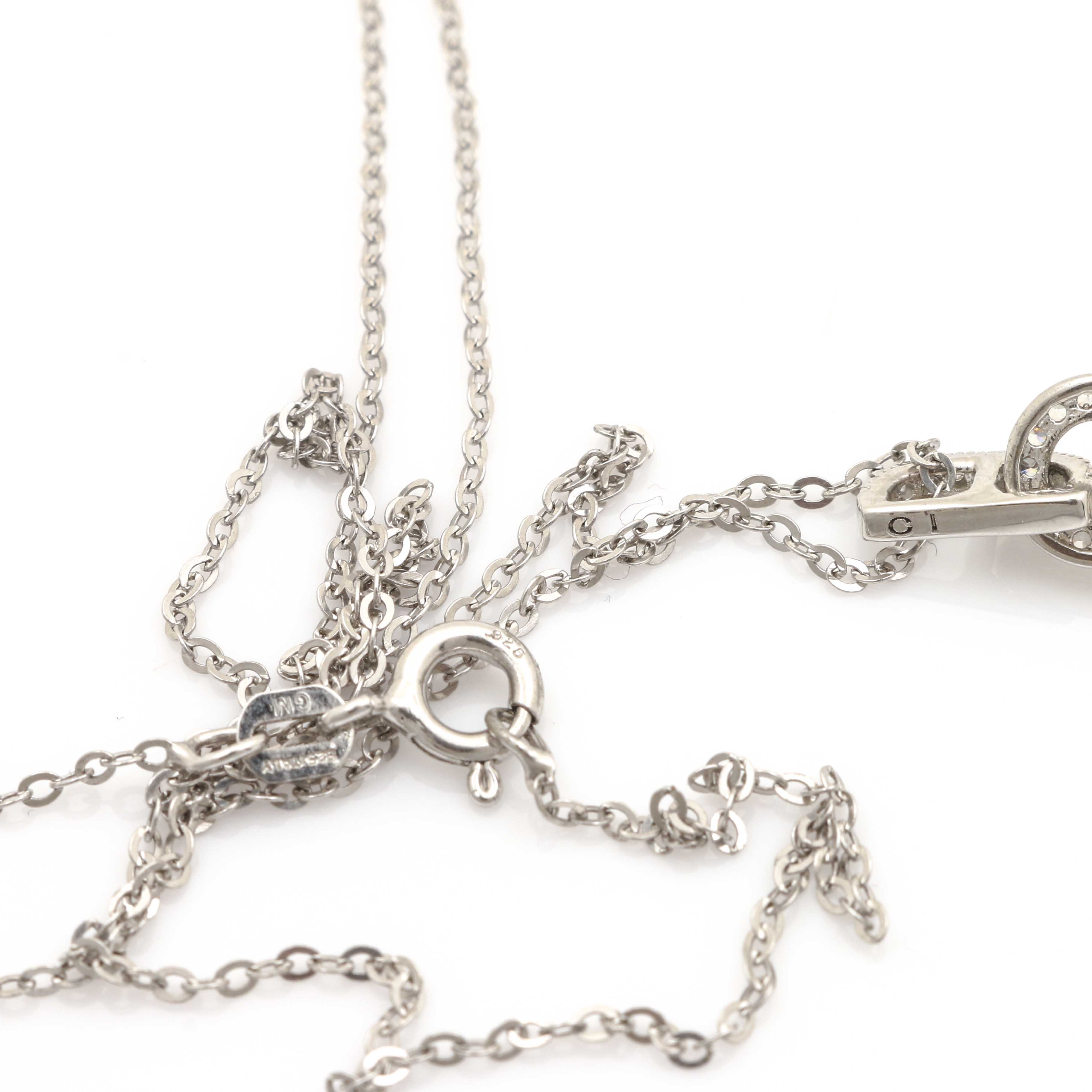 Sterling Silver Cubic Zirconia Earring and Necklace Ensemble